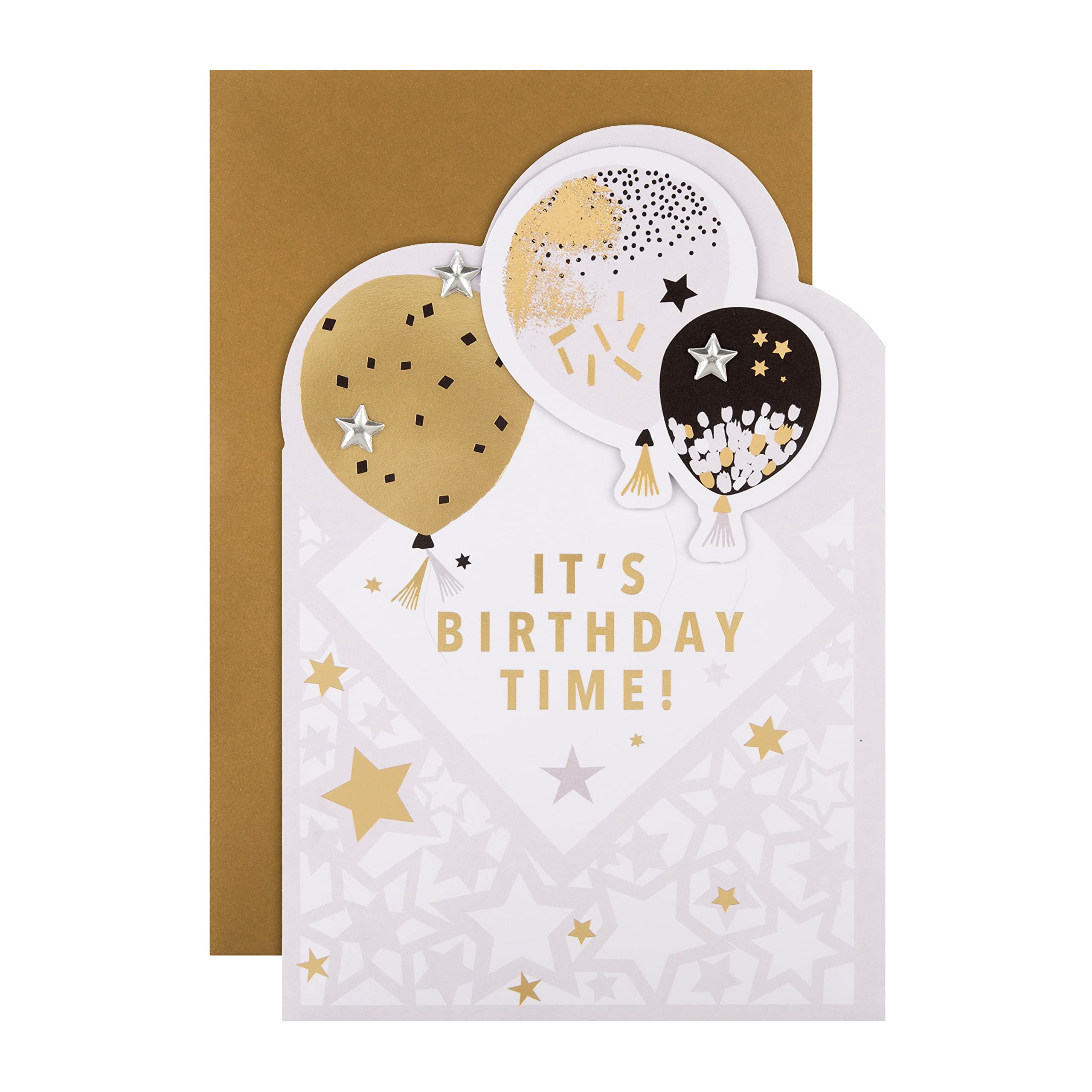 Hallmark Birthday Card - Die-Cut Metallic Balloons Design
