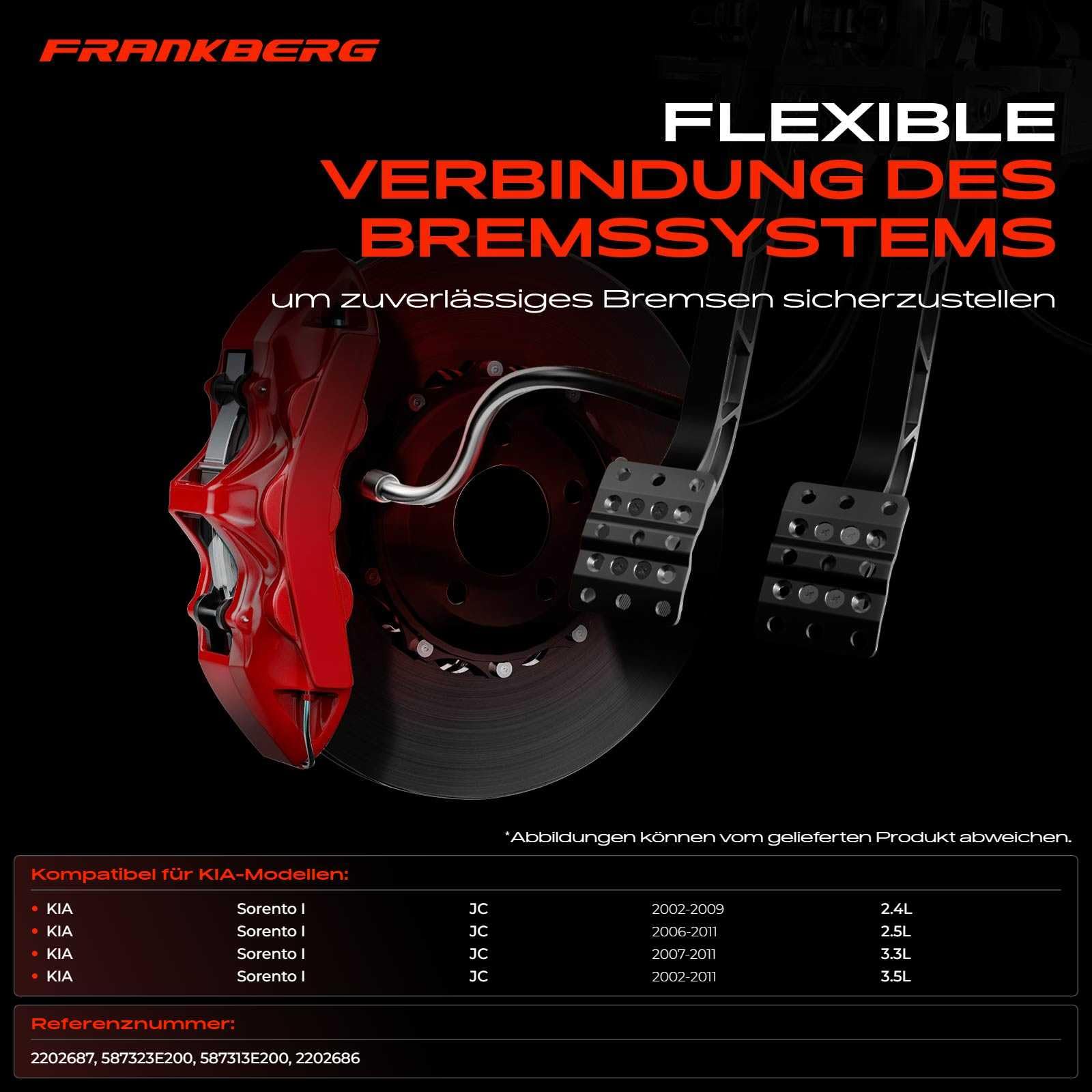 Frankberg 2 mangueras de freno delanteras izquierda y derecha 587323E200 | Compatible con: Sorento I JC