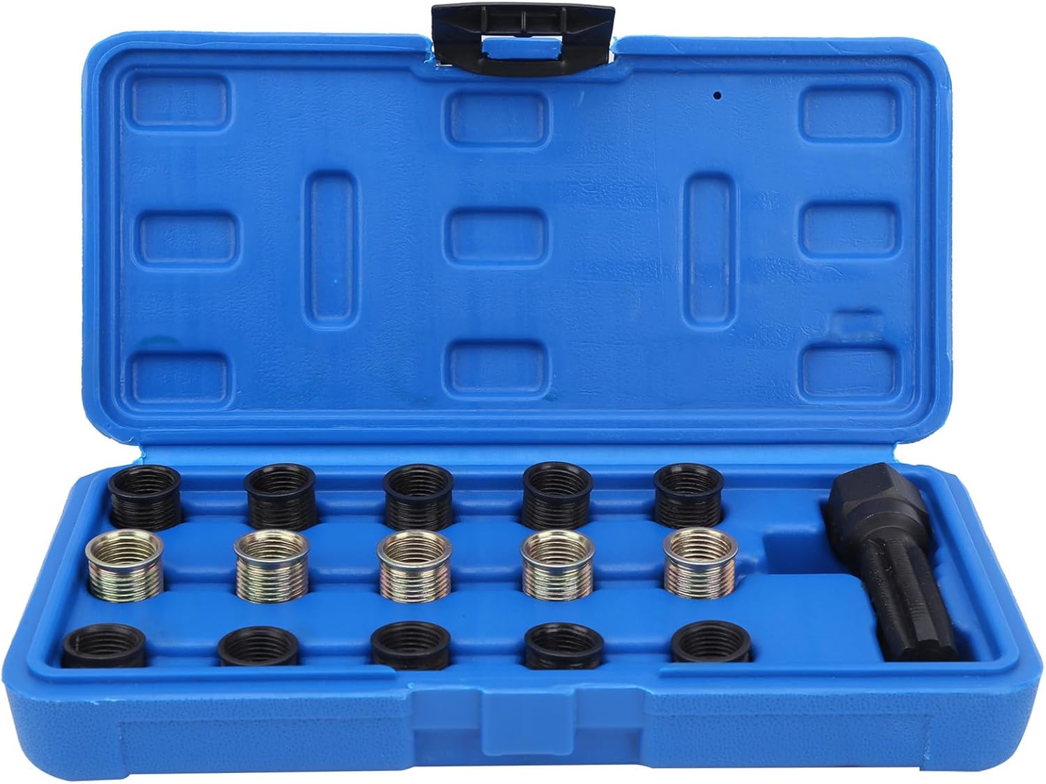 Topyond M14x1.25 Spark Plug Thread Repair Kit, Carbon Steel Screw Tap Rethread Tool Set with Portable Toolbox, High Durability, Efficient Damage Repair for Automotive Maintenance