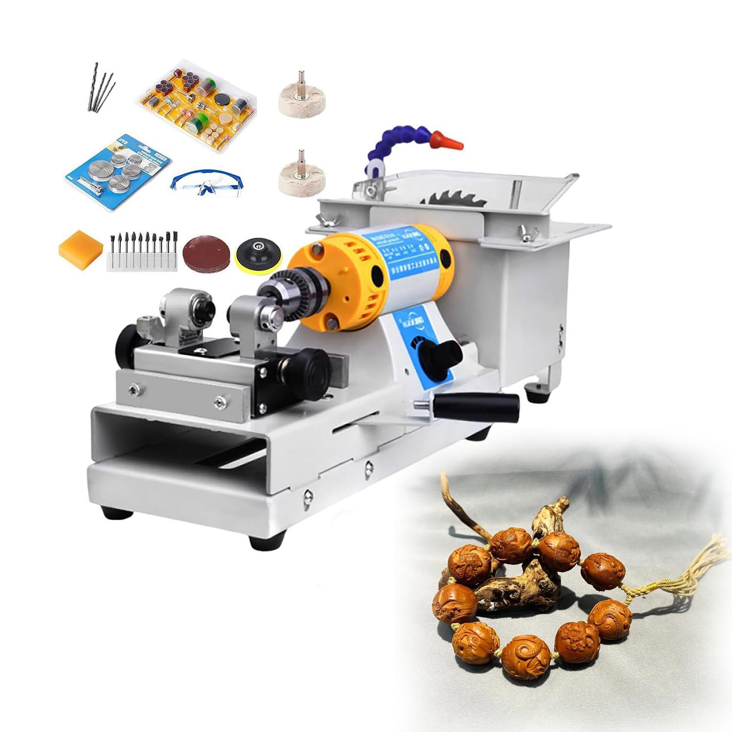 Stołowe Urządzenie Do Cięcia Polerowania Kamieni 750w GrinderWoodKit | Konstrukcja Metal Tworzywo,Zmienne Obroty 800–10000 Obr/Min,Obrabia Kamienie Metale,Kompaktowe Dla Warsztatów Hobbystycznych