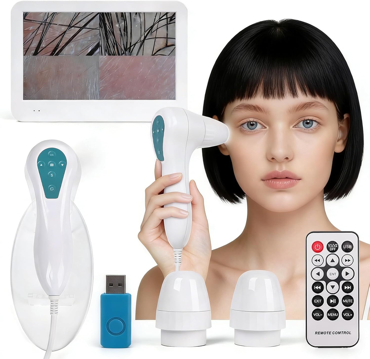 Professional Scalp Microscope & Skin Analysis Camera – 12-Inch HD Screen with 50X/200X Dual Lenses, 4-Split View & 16GB USB, Trichoscope Visual Tool for Salon, Head Spa, and Home Hair Care