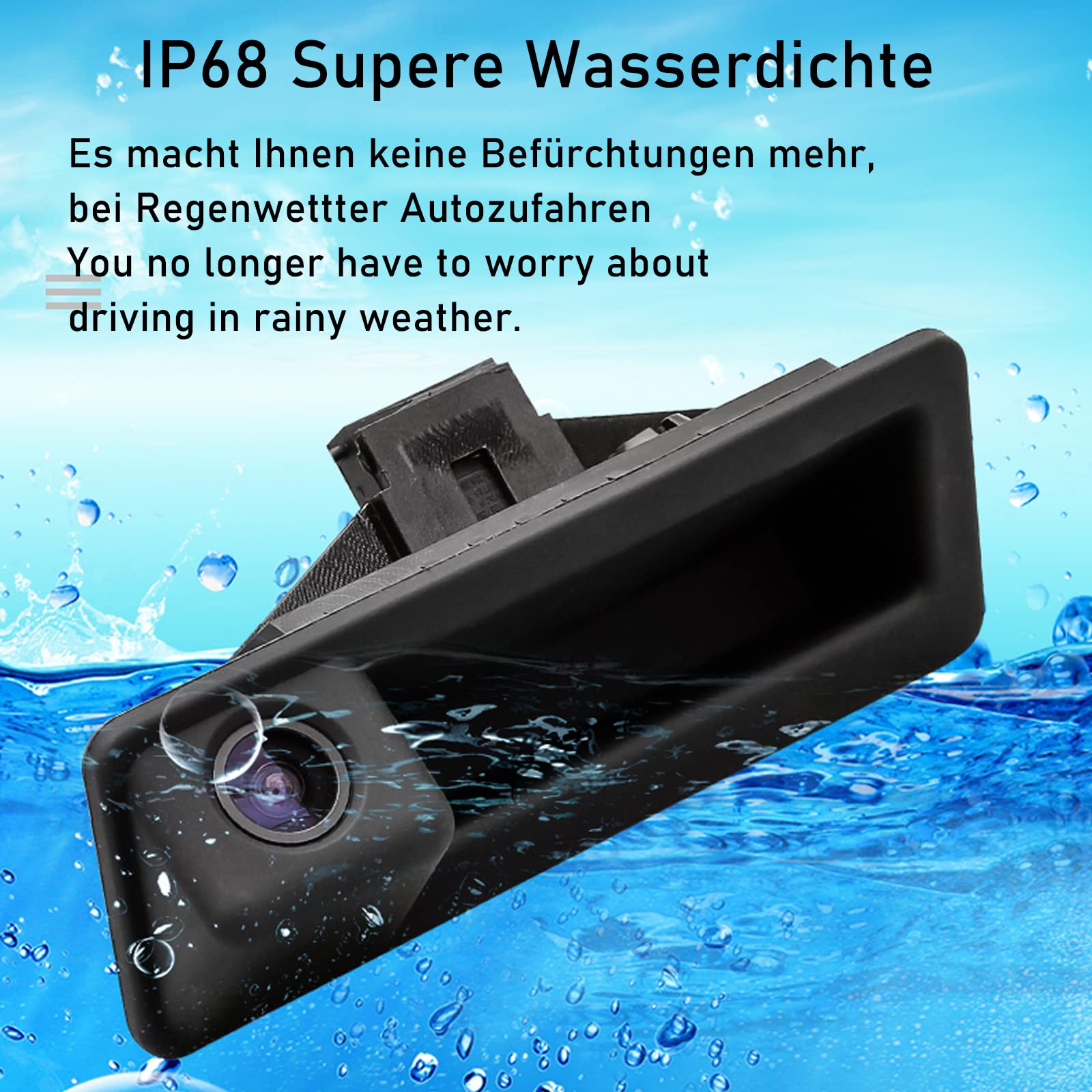 Retrocamera Auto, Telecamera per Retrovisione con Maniglia per Bagagliaio da 170 gradi, Telecamera Posteriore per Parcheggio HD per BMW E60 E61 E70 E71 E72 E82 E88 E84 E90 E91 E92 E93 X1 X5