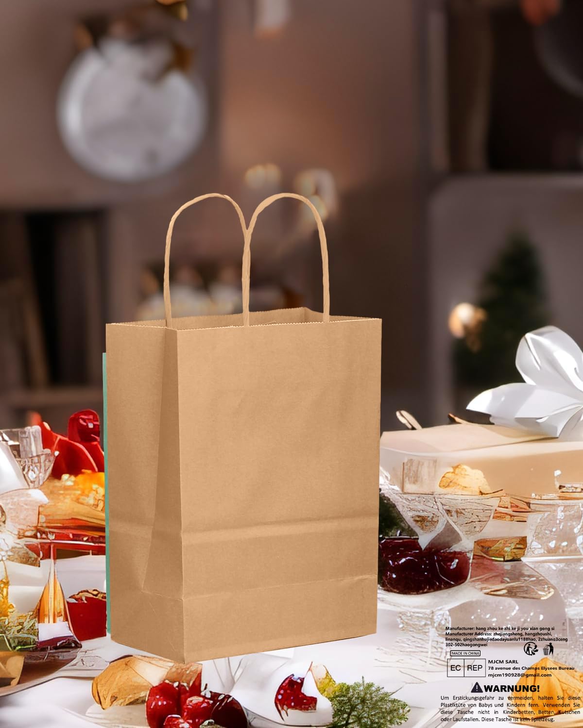 Gcardist 200 sacs-cadeaux marron avec poignées en vrac 21 x 15 x 8 cm (8,3" x 6" x 3,15"), petite taille, en papier kraft, plusieurs utilisations (21 x 15 x 8 cm, petite taille)