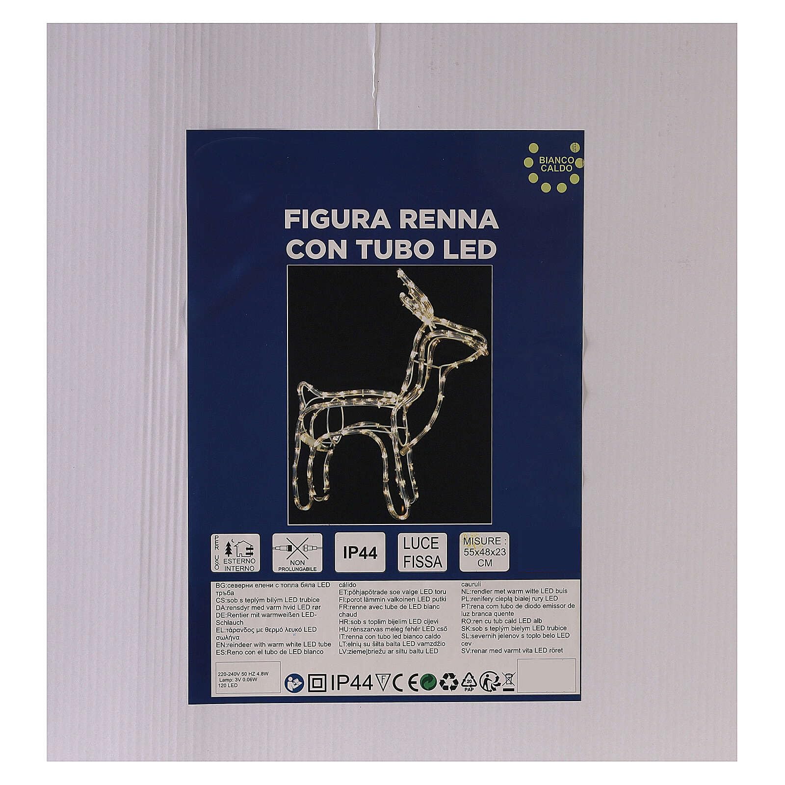 Holyart Leuchtfiguren: Leuchtendes Rentier mit 120 warmweißen LEDs für den Außenbereich, 55 cm