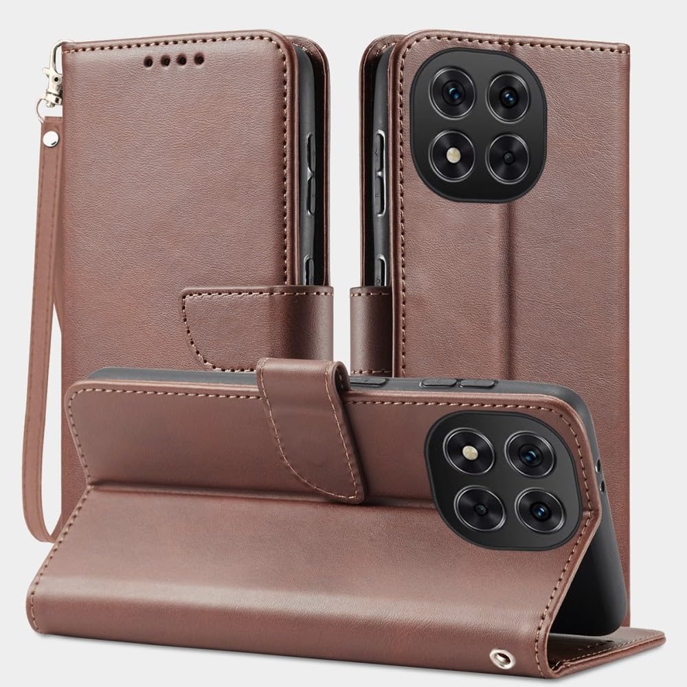 Generic Étui compatible avec Oppo A80 5G (couleur : marron) étui portefeuille rétro en cuir de qualité supérieure pour cartes à rabat