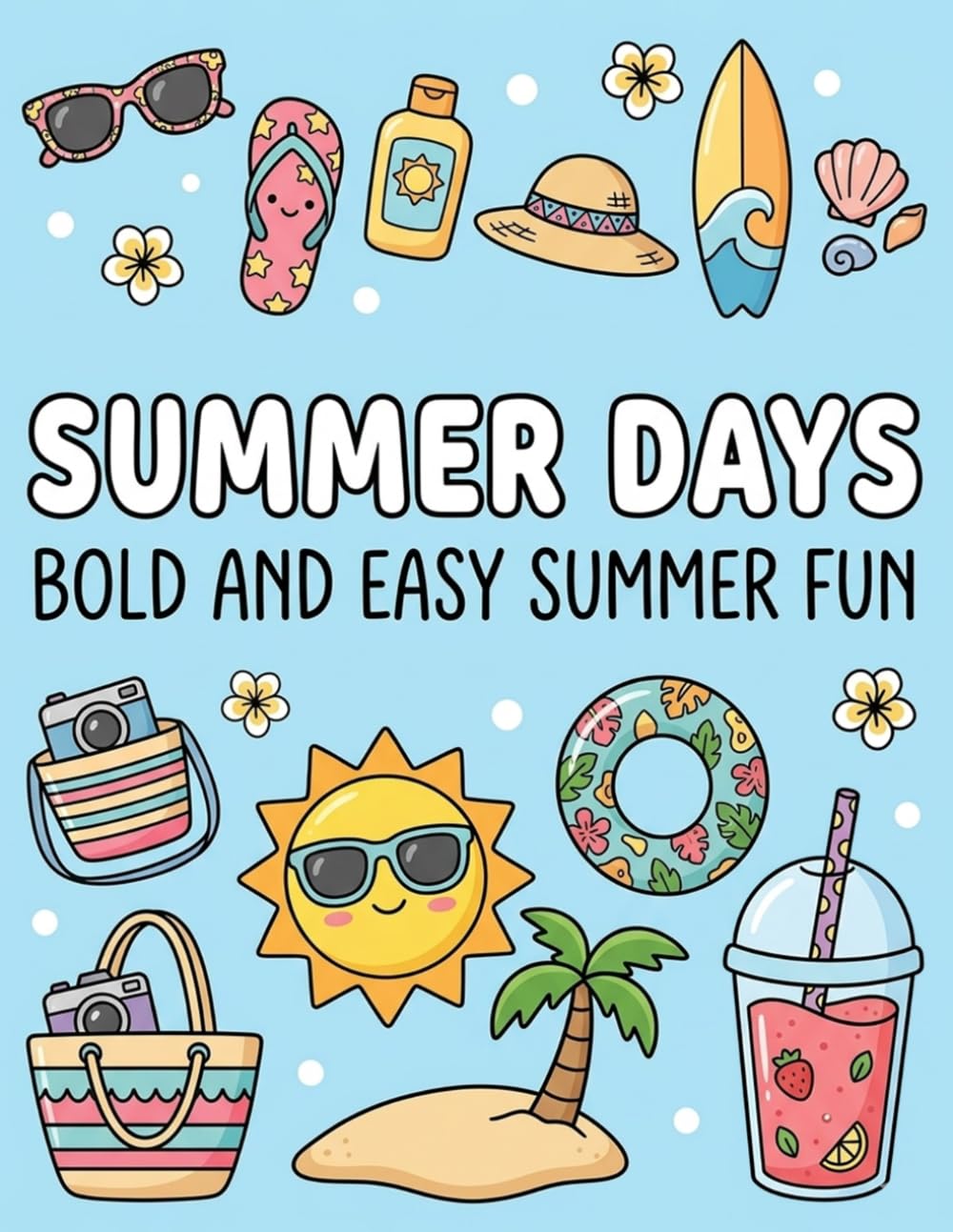 Bold and Easy Summer Fun Coloring Book: Simple Beach Scenes for Kids and Adults | A Stress-Relieving Activity Book with Tropical Vibes, Vacation Essentials, and Sunny Illustrations