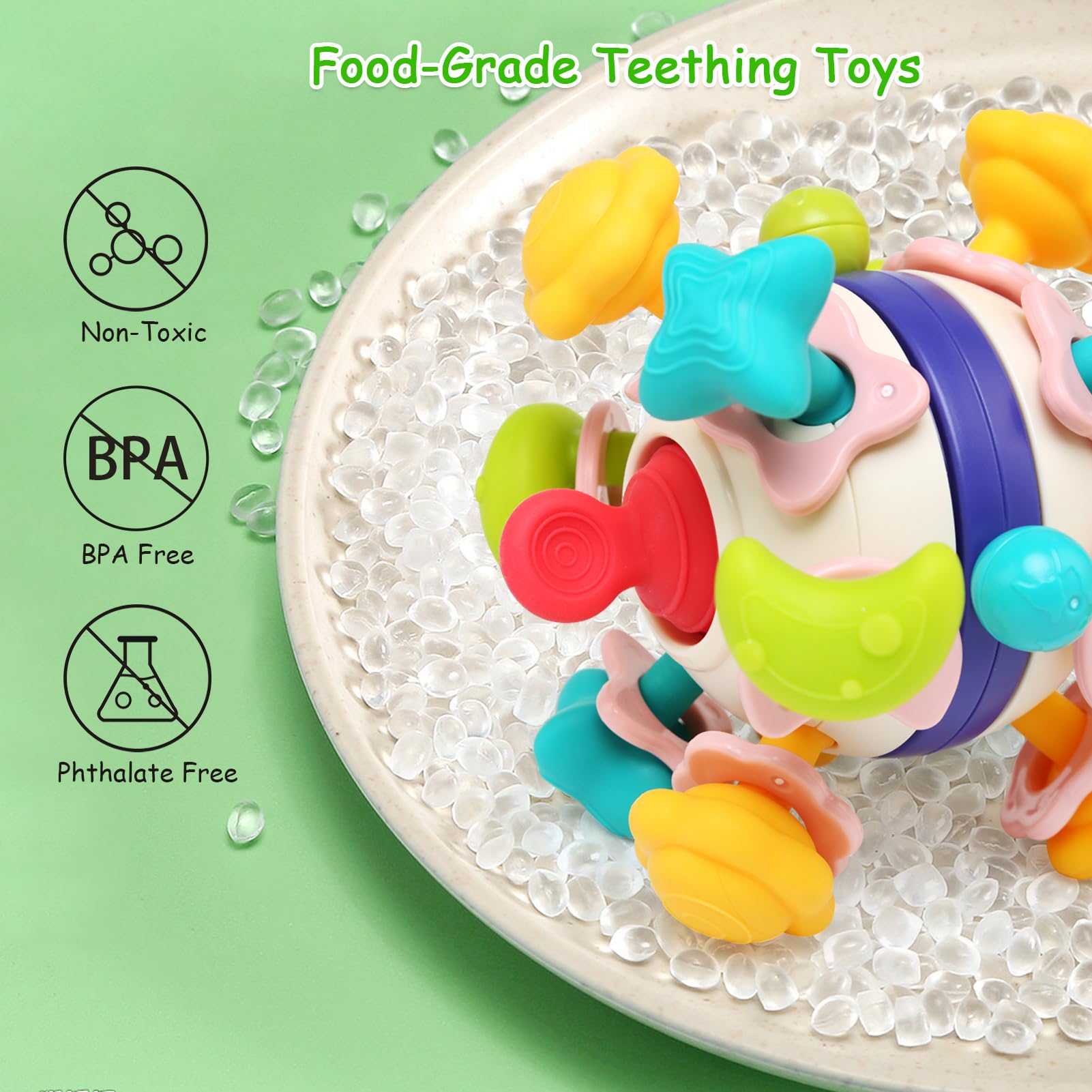 VORENUS Giochi Sonaglio Dentizione Del Neonato 0 3 6 9 12 Mesi Colorati Palla Sensoriali Neonati Giochi Dentizione Neonato Per Bambini Dai 3 18 Mesi Bpa Free Montessori Regalo Bambino 0 5