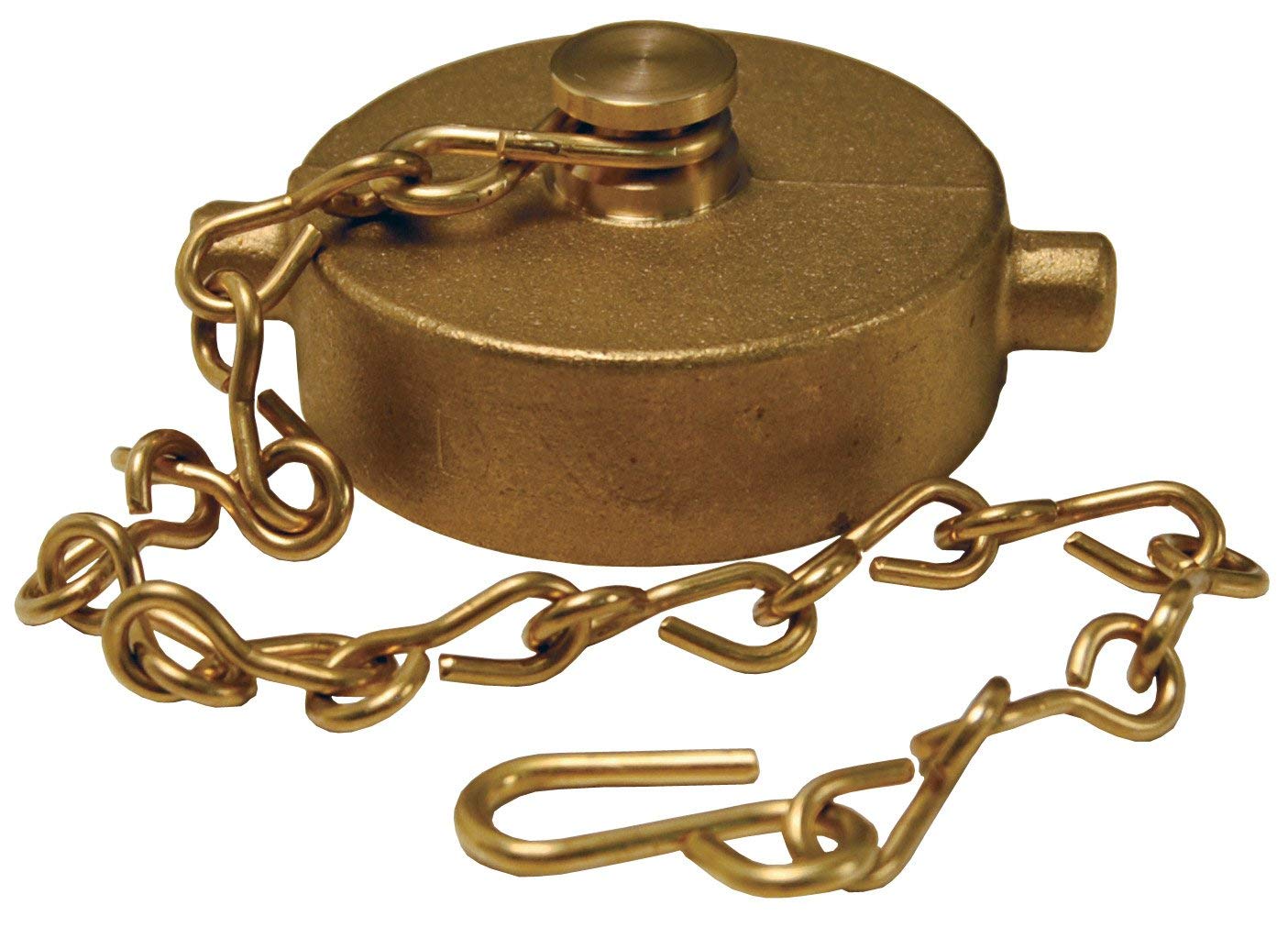 Dixon Valve FC400F Cast Brass Fire Equipment, Cap with Chain and Pin Lug, 4" NST (NH) Thread