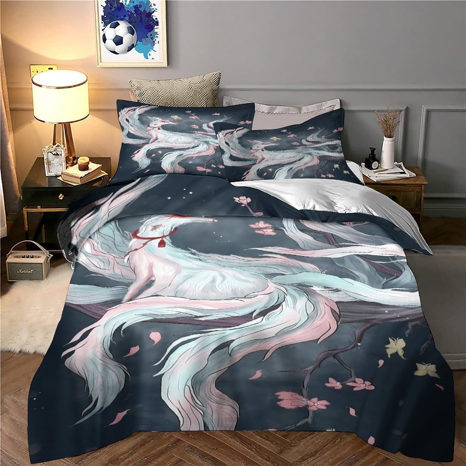 Flamingo-Pärchen Bettbezug 3 Teilig Mikrofaser Reißverschluss Schlafkomfort Bettdeckenbezug 3D Gedruckt Weich Hautfreundlich mit Kissenbezug Kuschelig for Teenager & Erwachsene