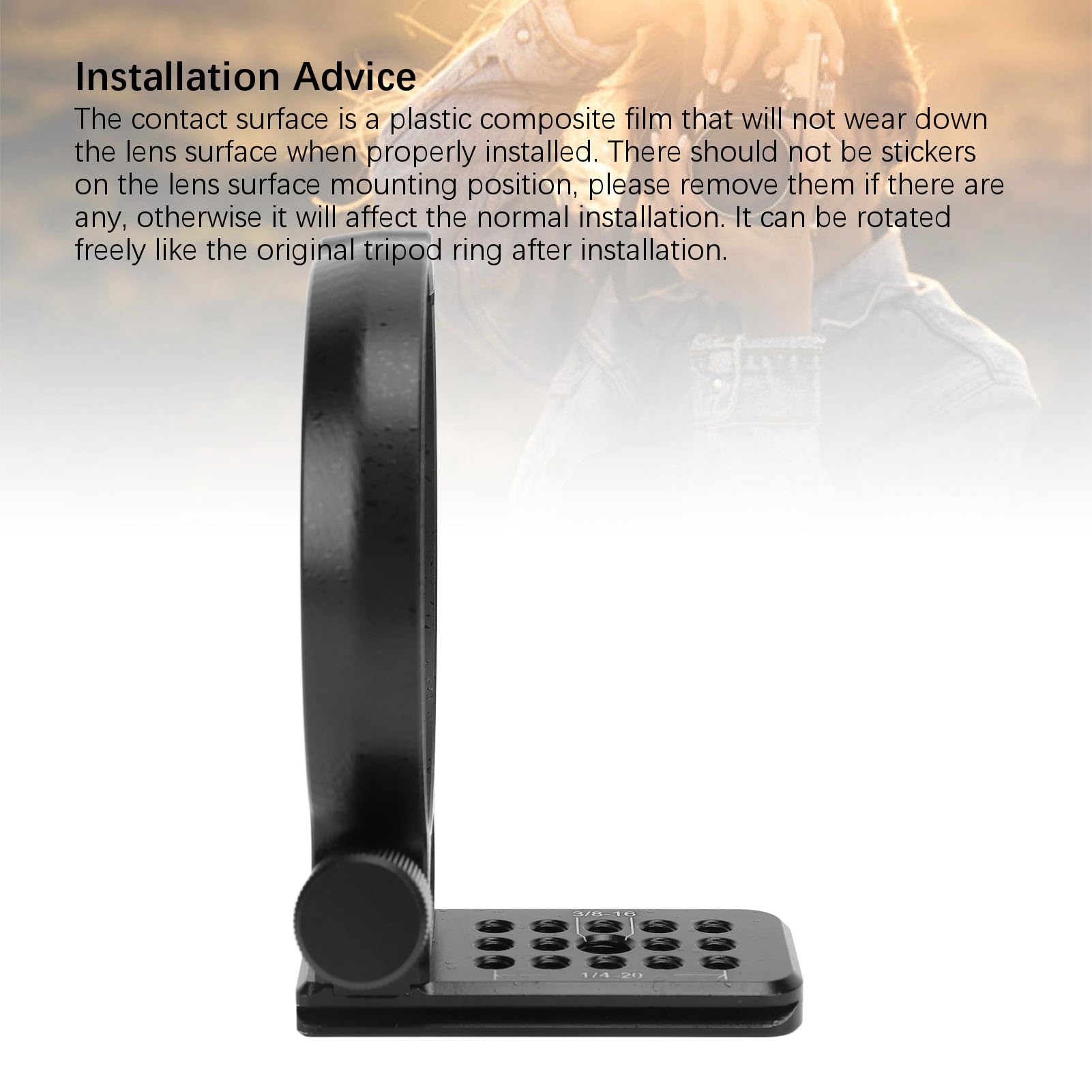 Lens Collar, Adopts AS Standard 80mm 3.1in Quick Release Plate 1 4in 3 8in Threaded Holes Aluminum Alloy Material, for RF100 500mm F4.5 7.1 L is USM Lens