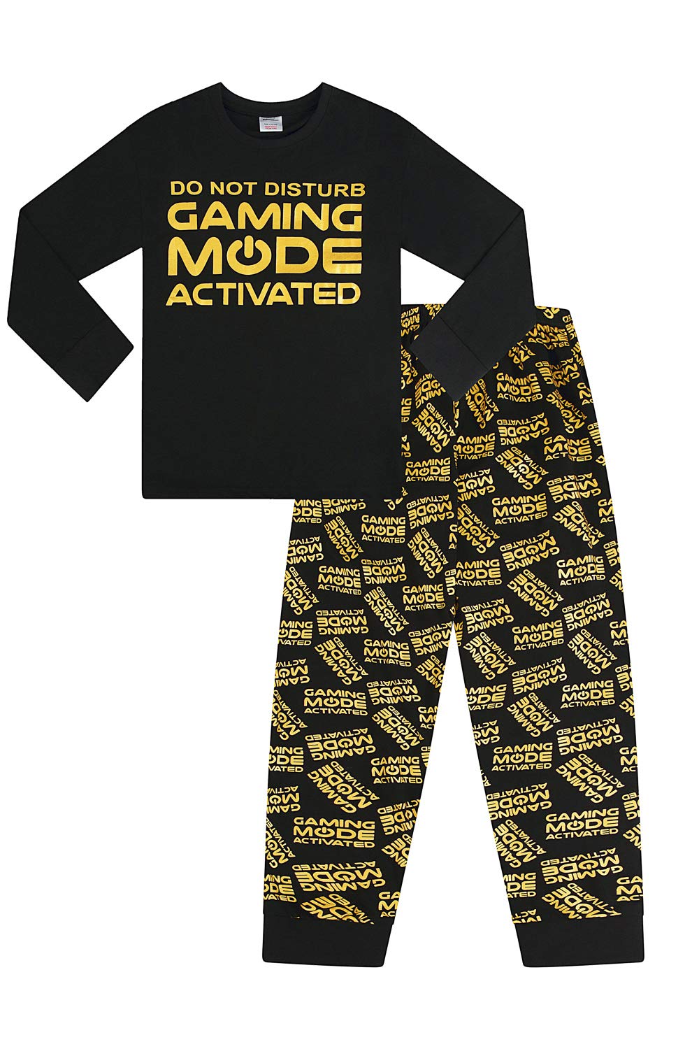 ThePyjamaFactoryDo Not Disturb Gaming Mode Activated All Over Print Long Pyjamas Gold