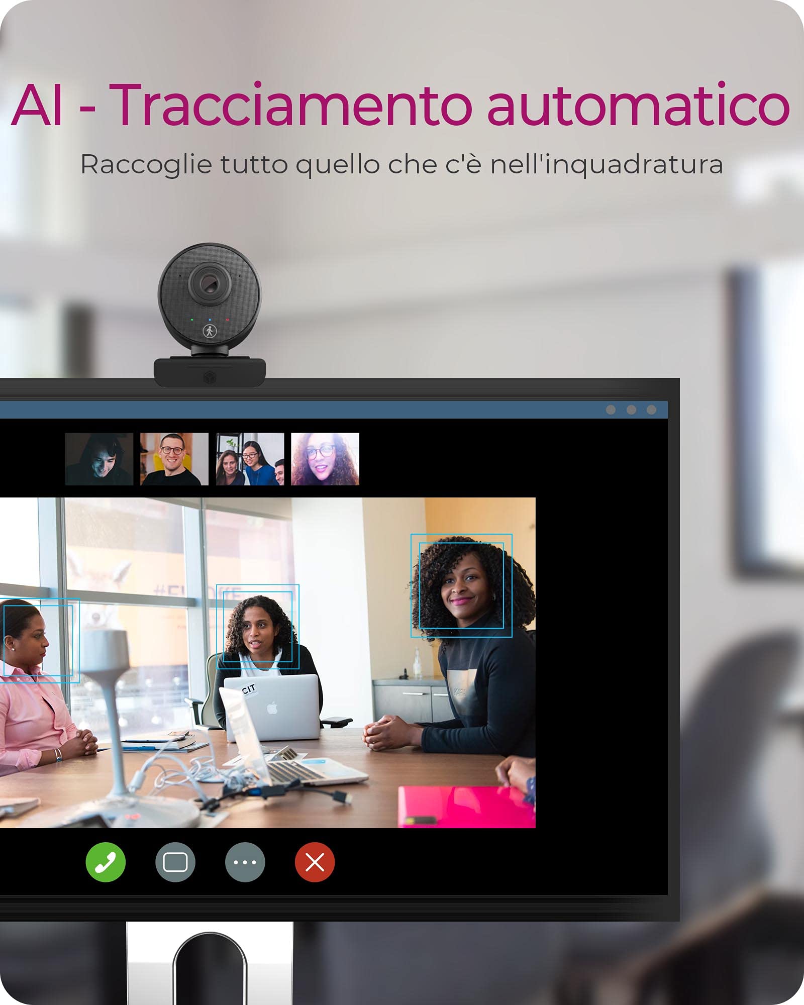 ICY BOX Full HD USB Webcam con microfono, base a morsetto, HD Auto Focus, WDR IB-CAM501-HD