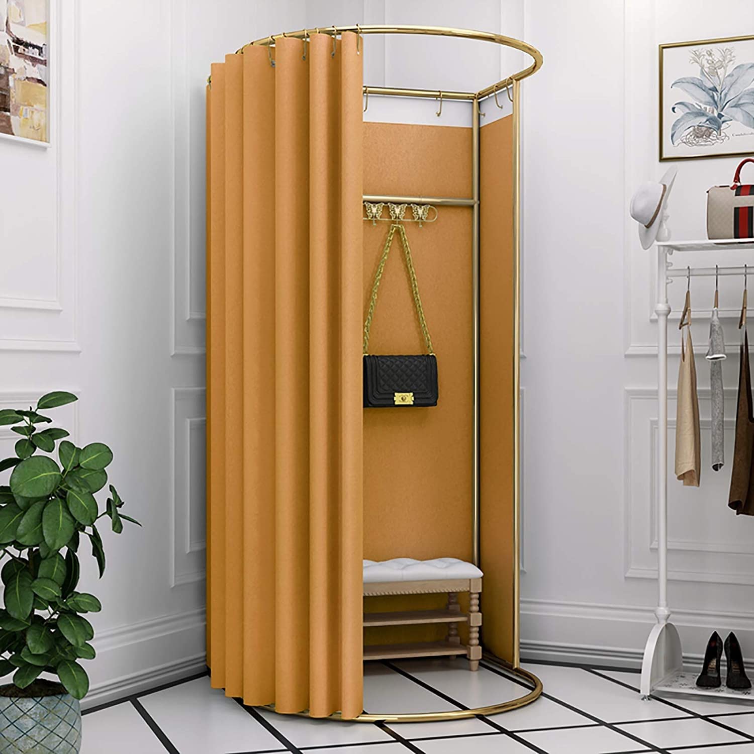 Clothing Store Fitting Room, Portable Temporary Mobile Privacy Protection Dressing Room, Privacy Screen Partition for Office Outdoor Activity and The Mall, Easy to Install, 37.4x39.3x78.7in ( Color :