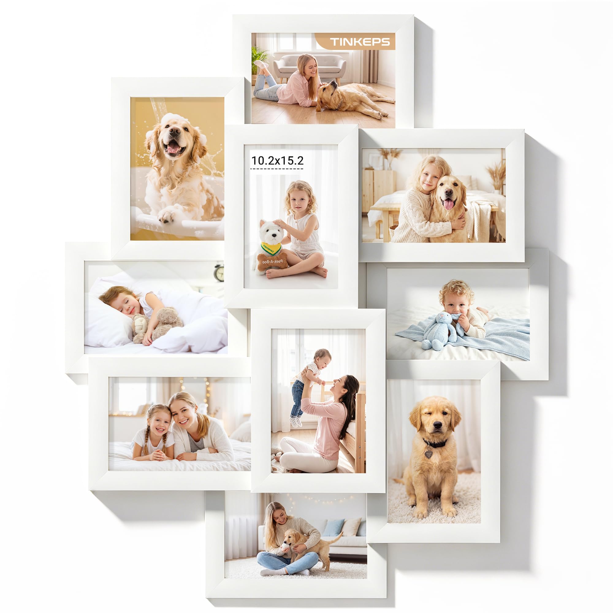 Tinkeps White Collage Picture Frames, 10 Frames for 4x6 Photos, photo frames multiple pictures, multi photo frames for wall