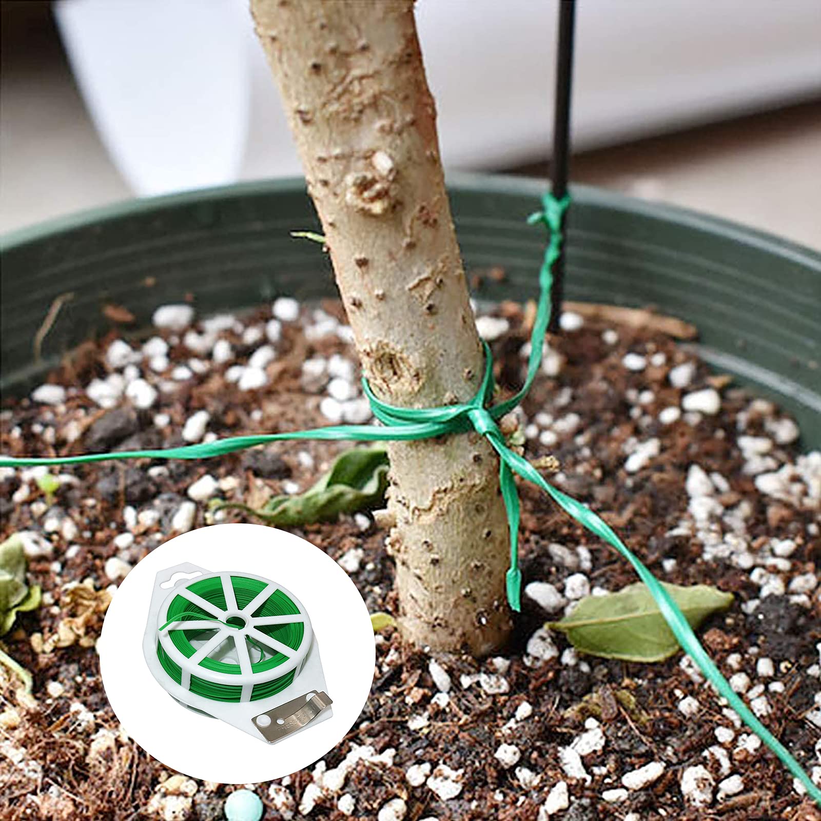 100m Grüner Bindedraht Für Pflanzen - Mit Cutter & Aufhänger | Flexibel & Wetterfest