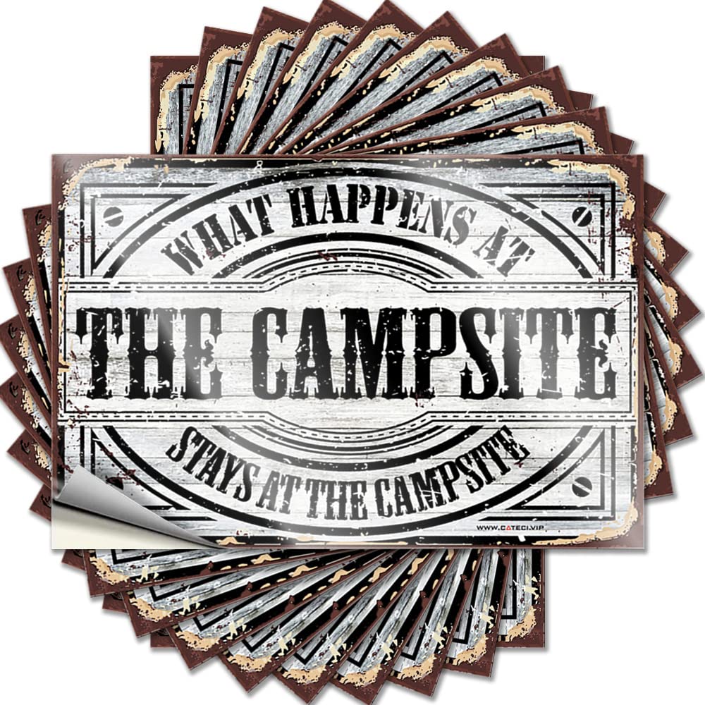 Sports Garage Decals - What Happens At Campsite Stays At Campsite Half Durable Sticker Easy Apply for Dry Decor(12X18CM)