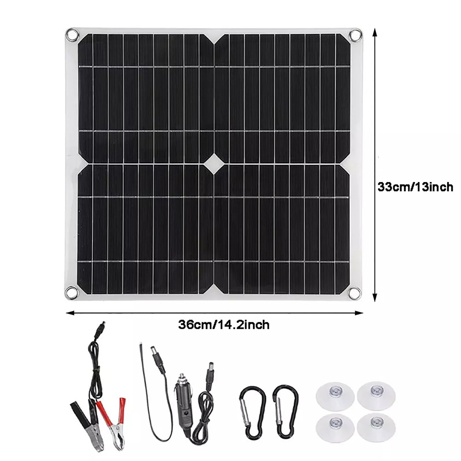 Panel Solar (25w/50w/75w/100w), con Controlador 20A (Carga de batería de 12v), USB Dual 18v/5v, para Autocaravana, Barco, Remolque, Granja,75W