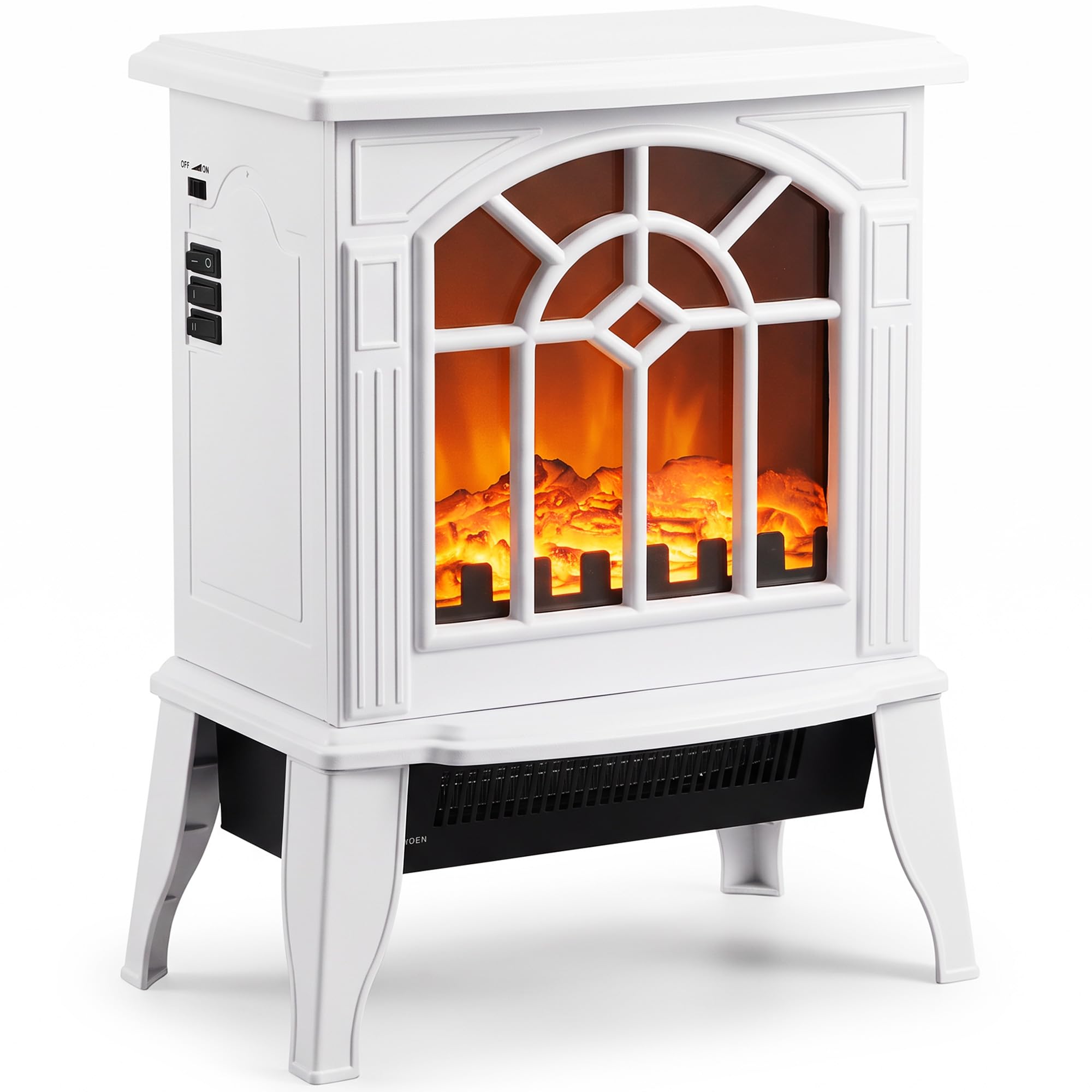 HOMCOM Freestanding Electric Fireplace LED Flame Effect 1000W/2000W, White