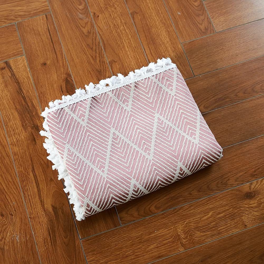 Obrus w stylu skandynawskim prostokątny obrus z lnu bawełnianego fala żakardowy zmywalny obrus z frędzlami, do dekoracji kuchni domowej(D,140x200cm)