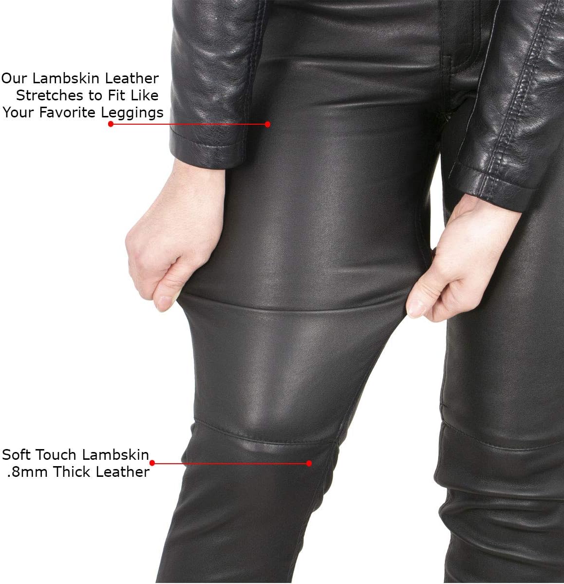 Milwaukee Leather MLL6690 'Sandy' Women’s Black Lambskin Stretch Leather Pants - 0