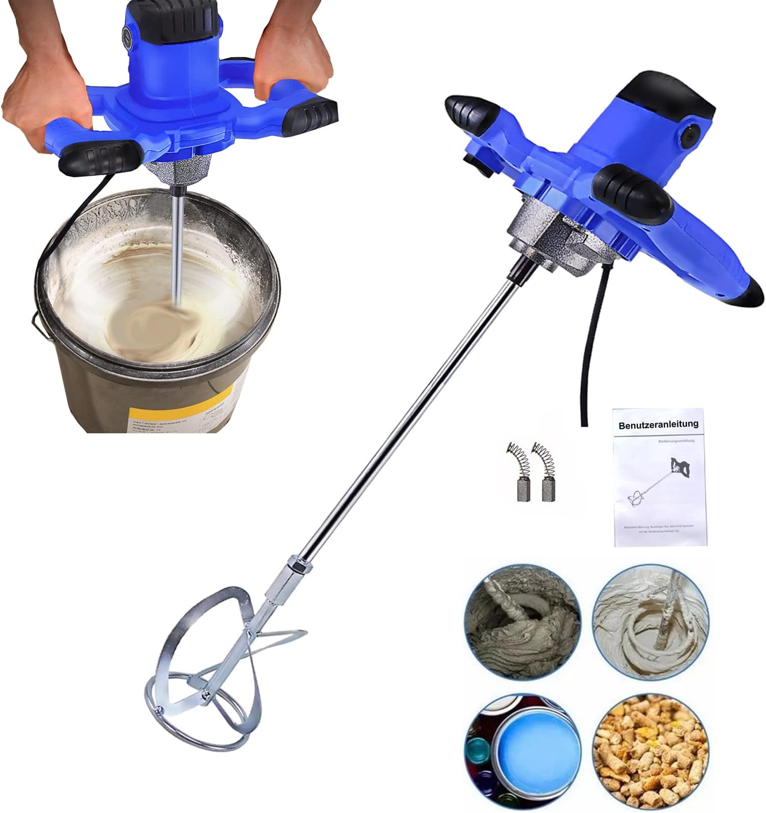 HERZO Rührwerk 1300W - Metallgetriebe Mit M14 Aufnahme Für Beton & Mörtel