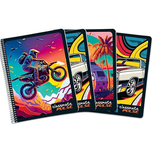 Classmate Pulse Spiral Notebook Pack of 4 180 Pages 0cm