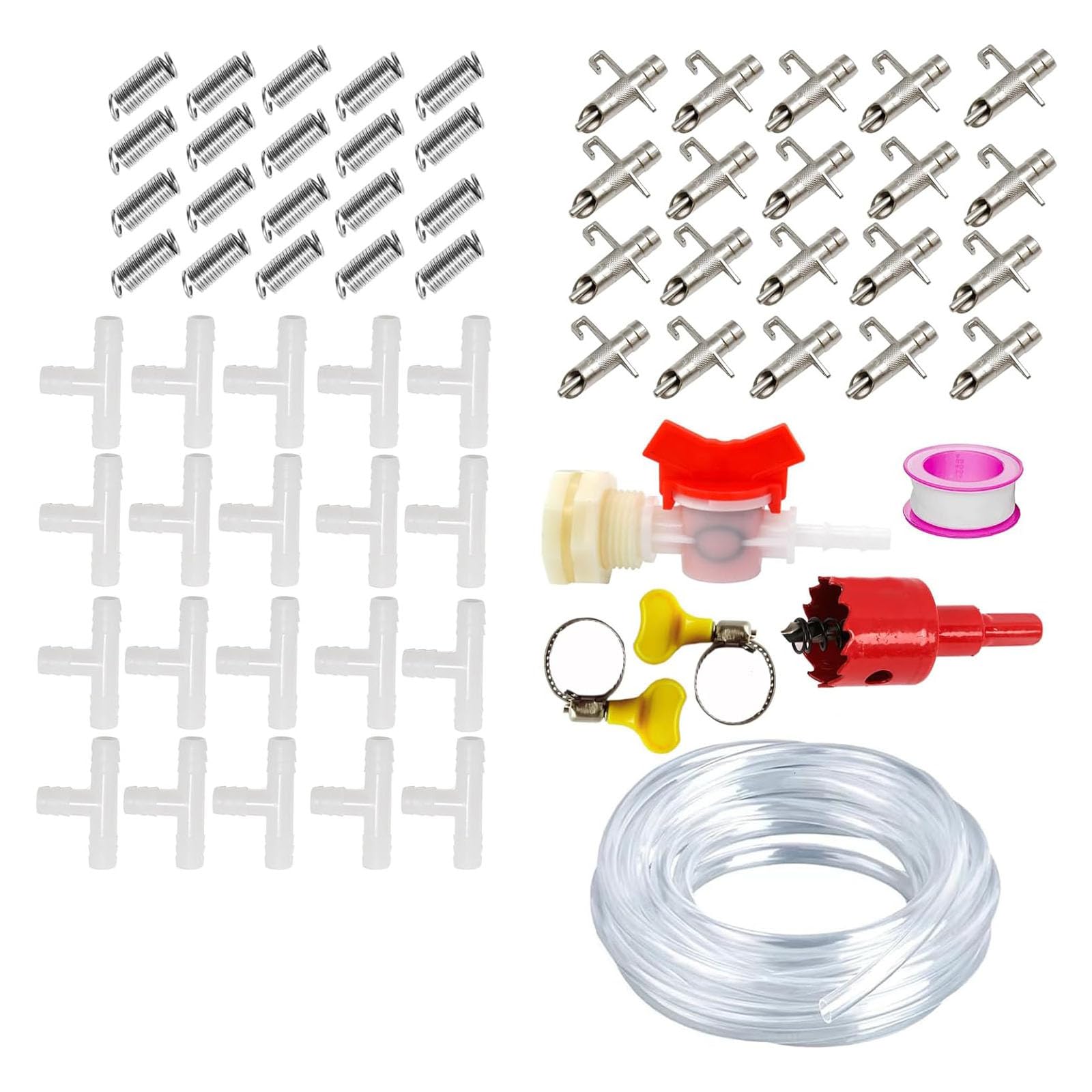 Tsophreniq 10 / 20Pieces Rabbits Drinking Systems Kits with AntiCorrosion Nipples Drinker and Flexible Hose for Small Animal Cage Use Rabbits Drinking Water Systems