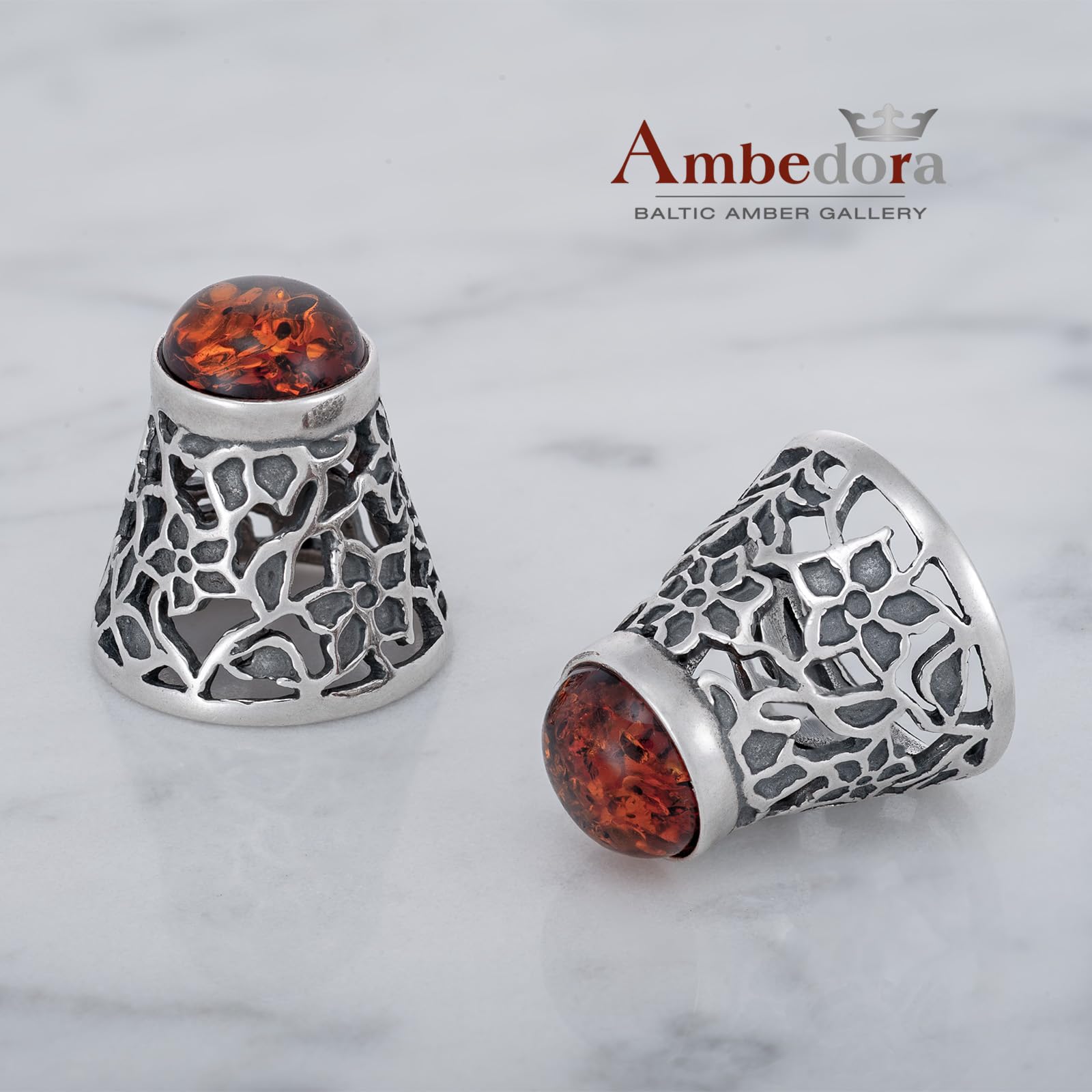 Dedal de plata con ámbar, plata de ley oxidada, coleccionable, recuerdo decorativo, regalo para coleccionistas