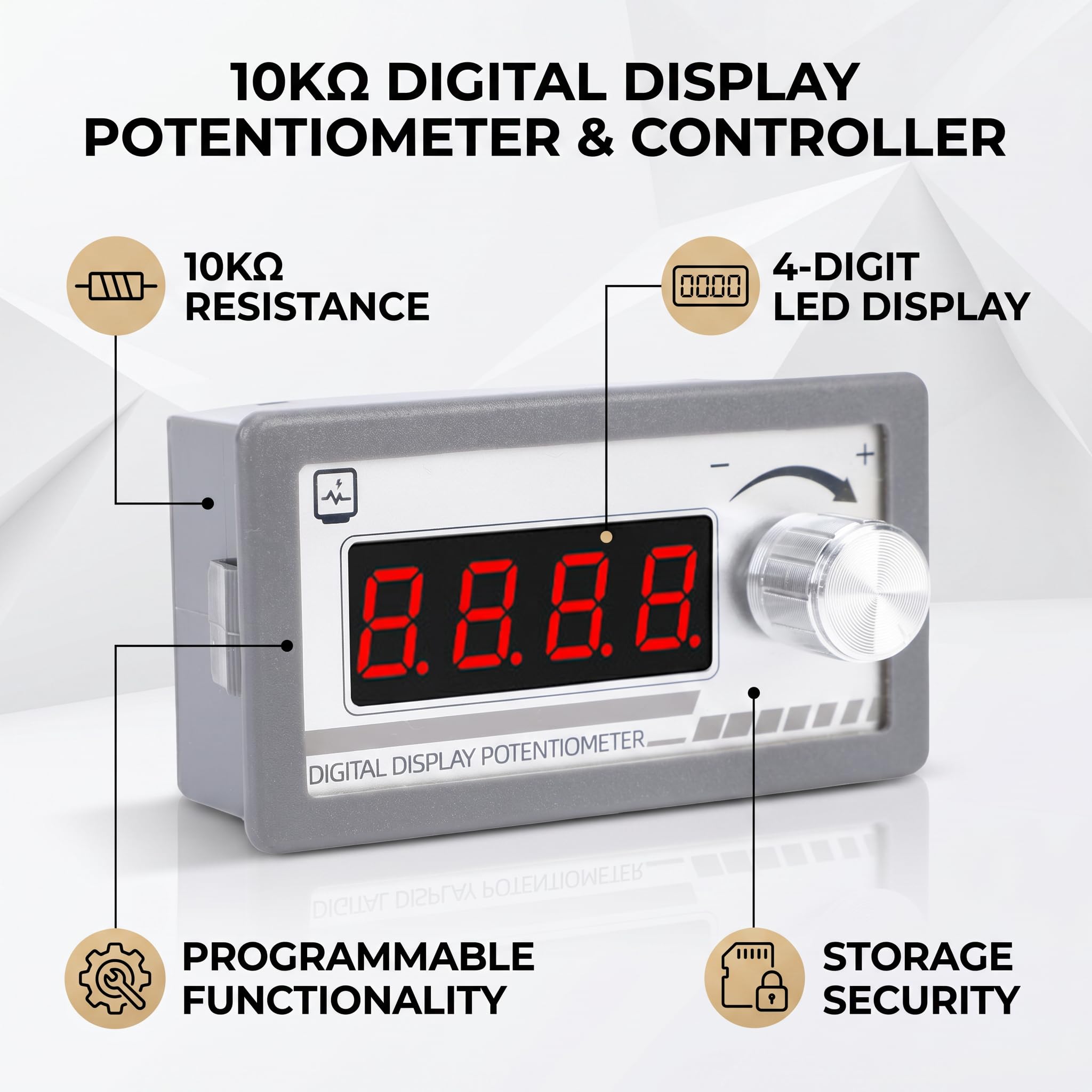 Fafeicy Potentiomètre à Affichage Numérique 10KΩ, Potentiomètre Programmable 10KΩ avec Affichage à 4 Chiffres 0,4 Pouces pour Onduleur de Contrôleur de Vitesse