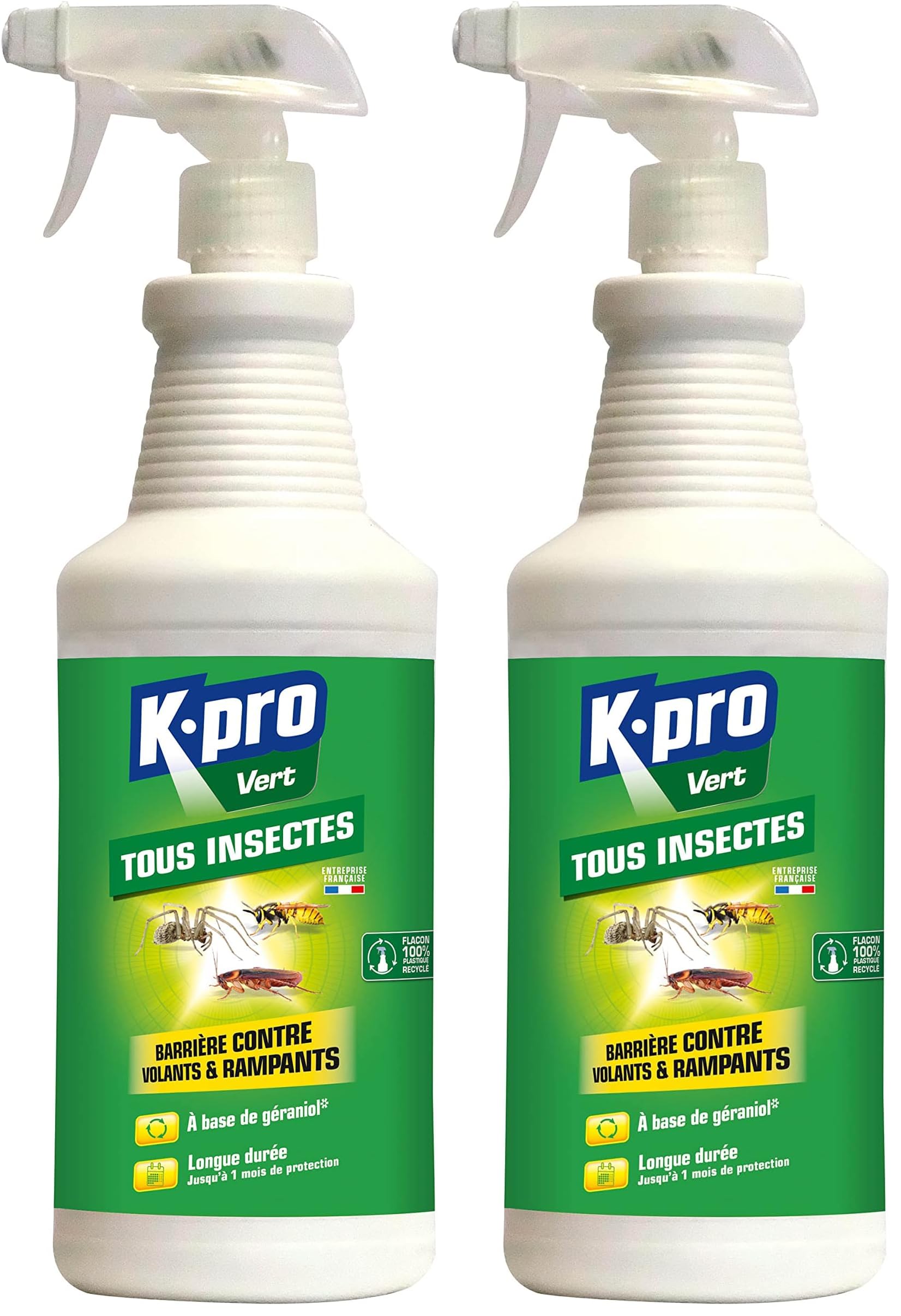 K.PRO Vert Pulvérisateur Barrière tous Insectes Volants et Rampants - Curatif et Préventif - S'Applique Sur Textiles et Surfaces Lavables* - Technique Professionnelle - 1L - Protection 1 mois