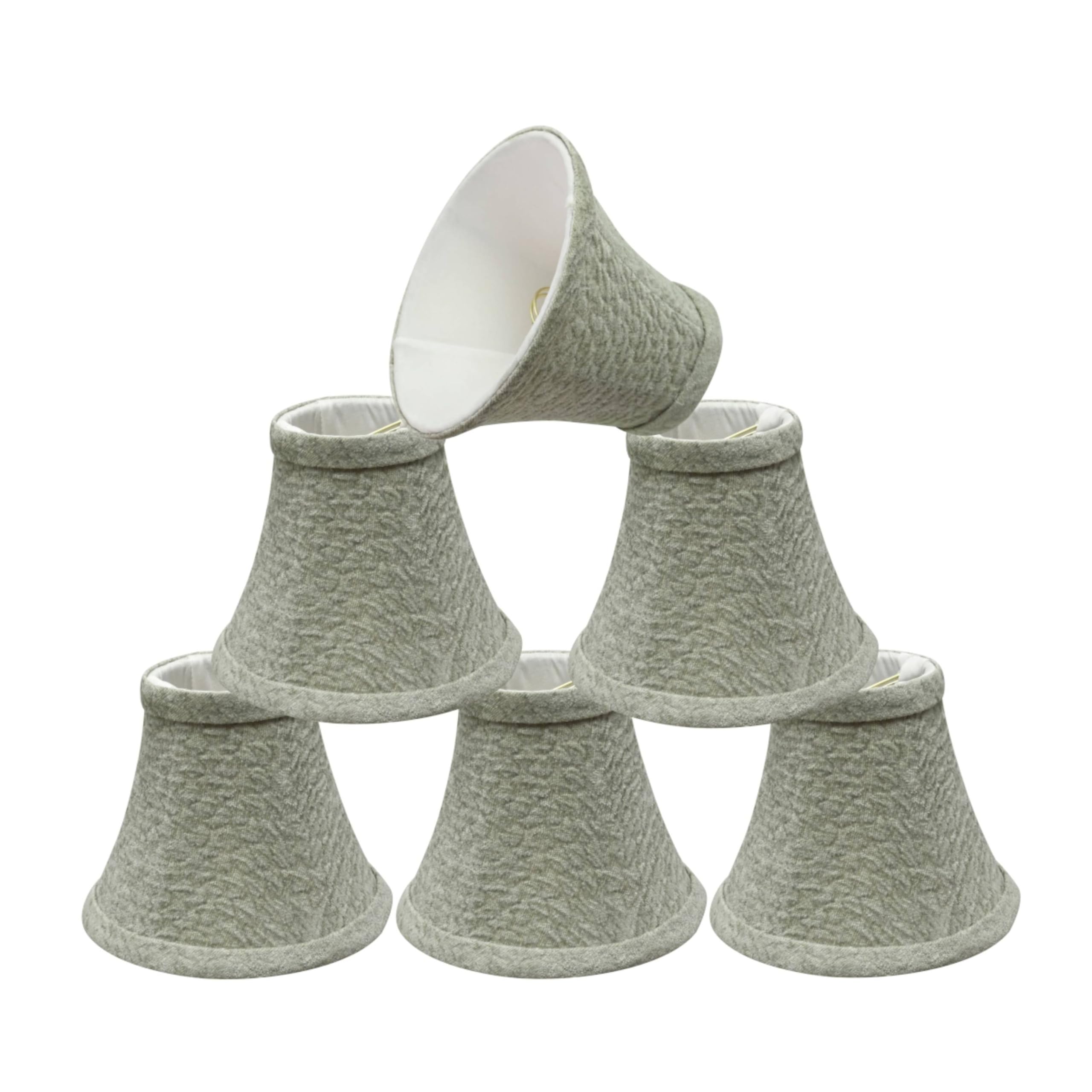 Aspen Creative 30054-6, Bell Clip-On Chandelier Lamp Shade, Light Grey, 3" Top x 6" Bottom x 5" Slant Height, Set of 6