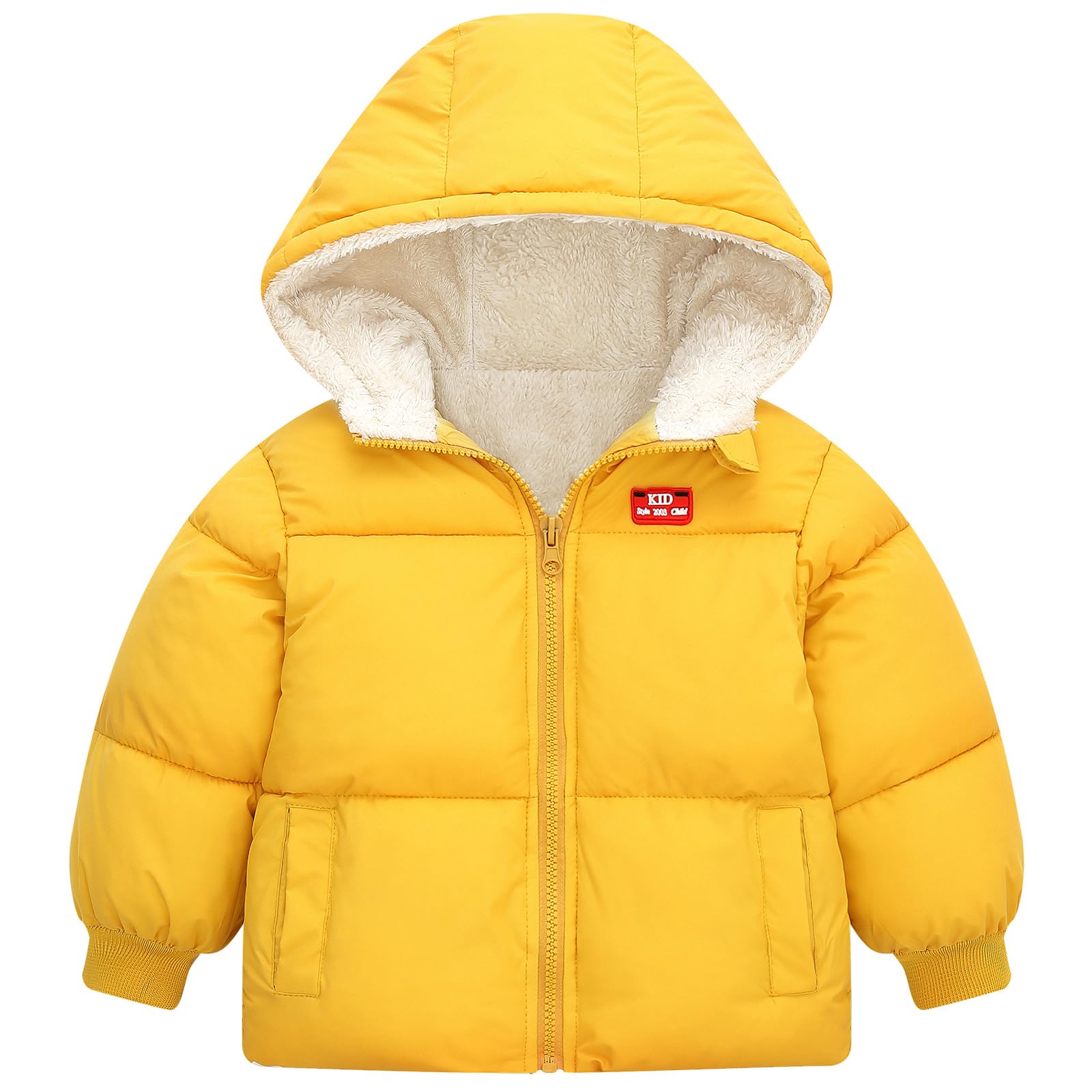UNICOMIDEA Baby Hooded Puffer Jacket,Fleece Lined Winter Coat 12M-5T