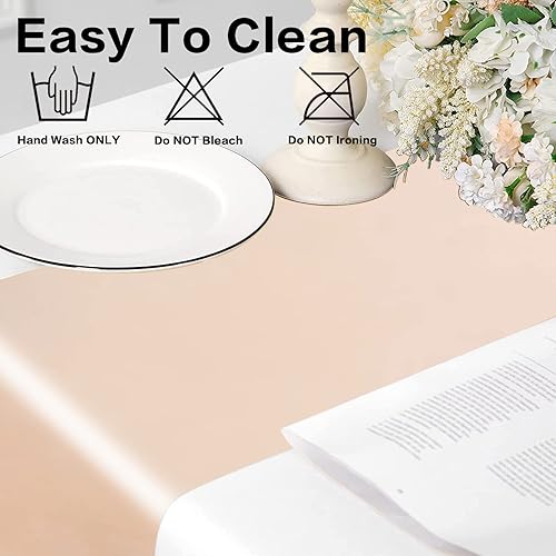 Miniatura 9 de GFCC Camino de mesa de oro rosa  Paquete de 5 unidades de satén de 12 x 108 pulgadas para decoración de eventos de boda y fiestas