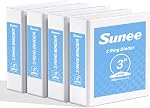 SUNEE 3 Beurre à anneaux 1 1 cm 4 Emballage, effacer la vue 1" Reliures Trois anneaux sans PVC (Fit 8,5x11 pouces) pour fournitures scolaires ou de bureau, pastel assorti