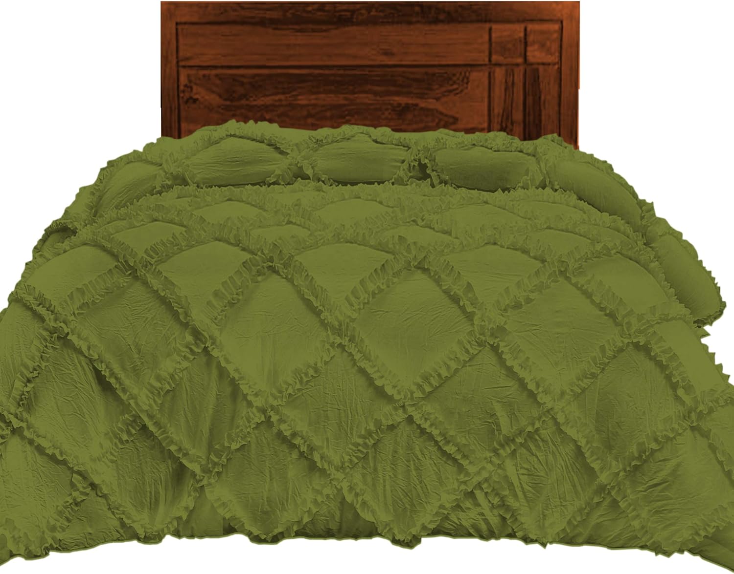 BedDecor 1 Piece Diamond Ruffle Duvet Cover with Zipper & Corner Ties 100% Egyptian Cotton 500 Thread Count Premium Hotel Quality Decorative Bedding (Turquoise Blue,Twin/TwinXL)