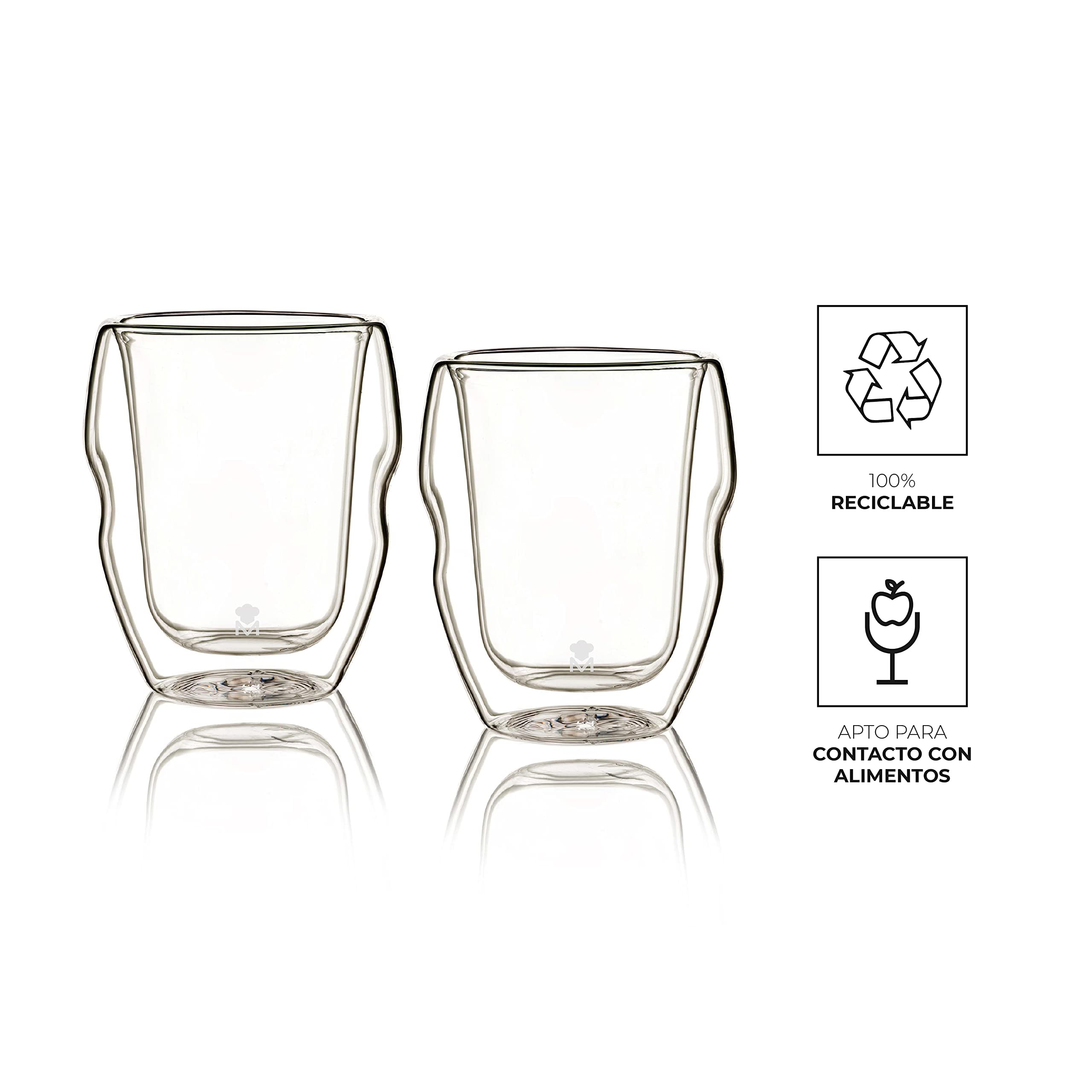MasterPro Mixology - Zestaw 4 szklanek alkoholu 50 ml wykonany z borokrzemu, Przezroczysty, odporny na nagłe zmiany temperatury, Podwójny kryształ, nadaje się do zmywarki, Beztoksyczny
