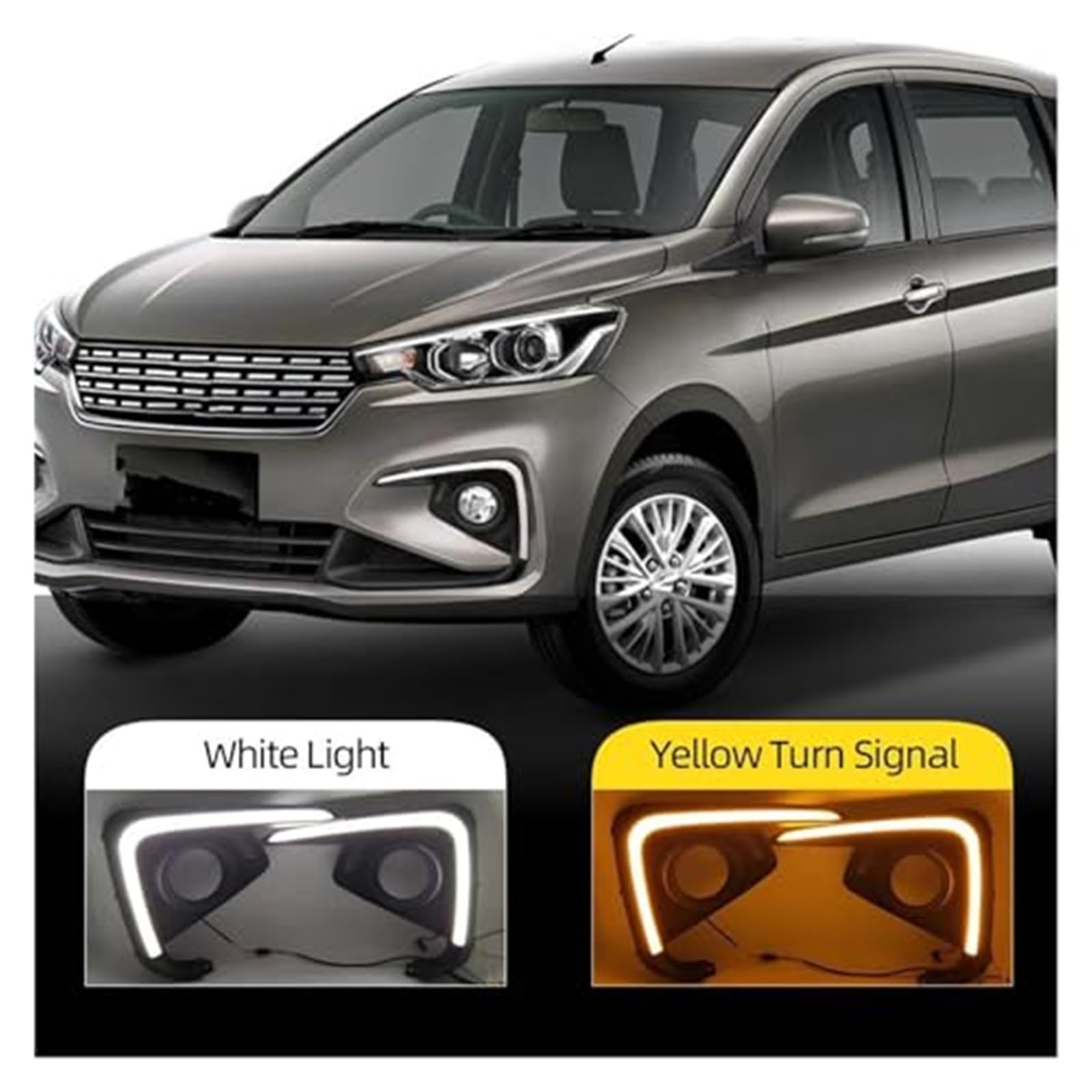 Dla Ertiga 2018 2019 2020 2 szt. Światła do jazdy dziennej LED DRL Osłona lampy przeciwmgielnej dynamiczny kierunkowskaz Światło kierunkowskazu samochodowego