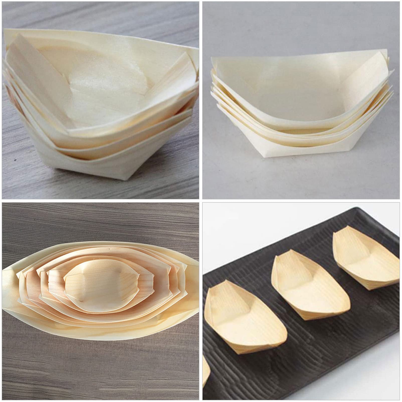 Lot De 50 Mini-bateaux à Sushi En Bois - Plateau Service élégant Pour Apéro, Dessert, BBQ - 8