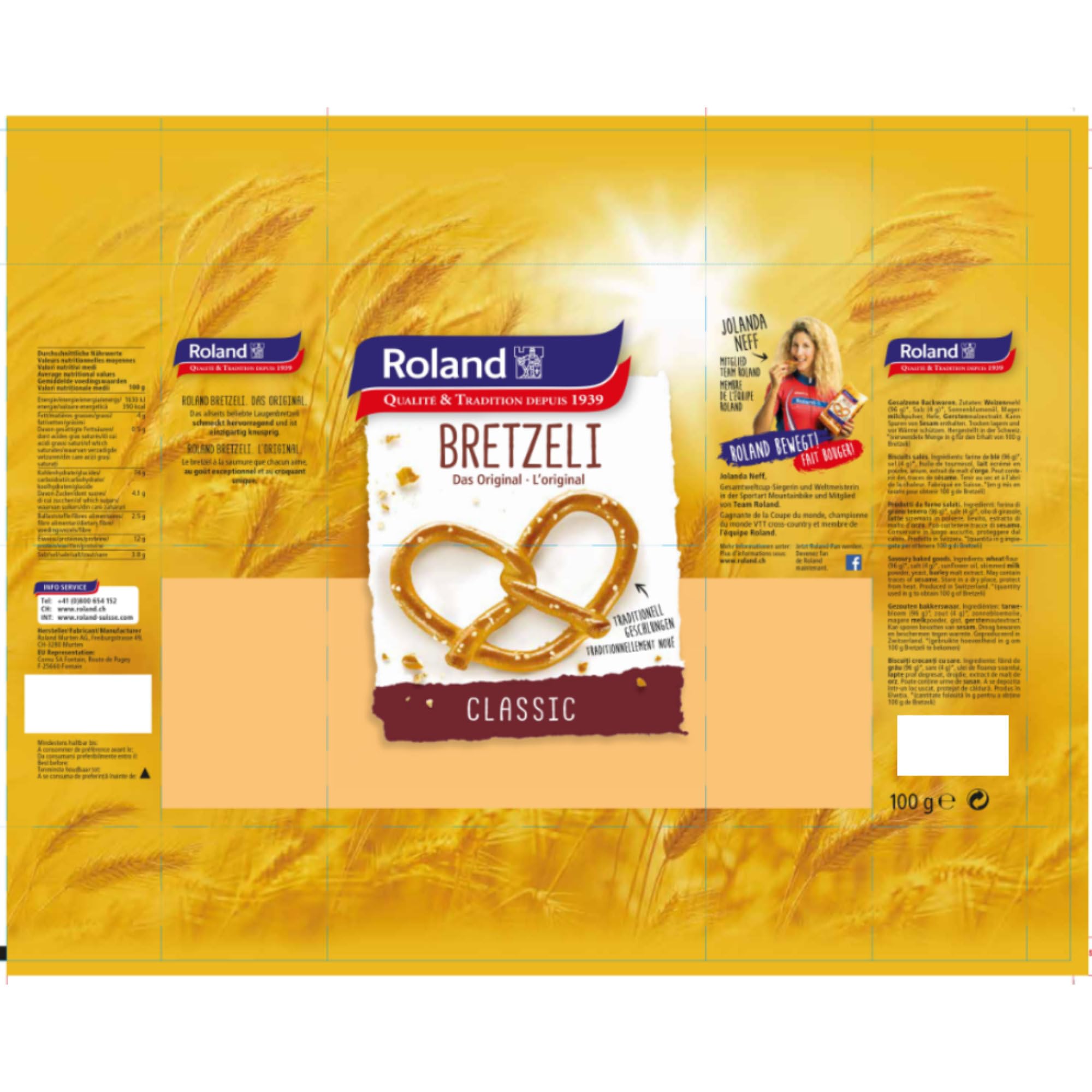 usy Bundle für Roland Bretzeli Classic Salz Brezel Traditionell Geschlungen 18er Pack (18x100g Packung) + usy Block