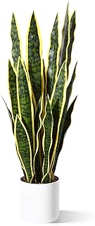 CROSOFMI Piante Finte da Interno Grandi Pianta Sanseveria 90 cm Piante Artificiali da Esterno Soggiorno Decorazioni Camera da Letto Balcone(1 PACK)