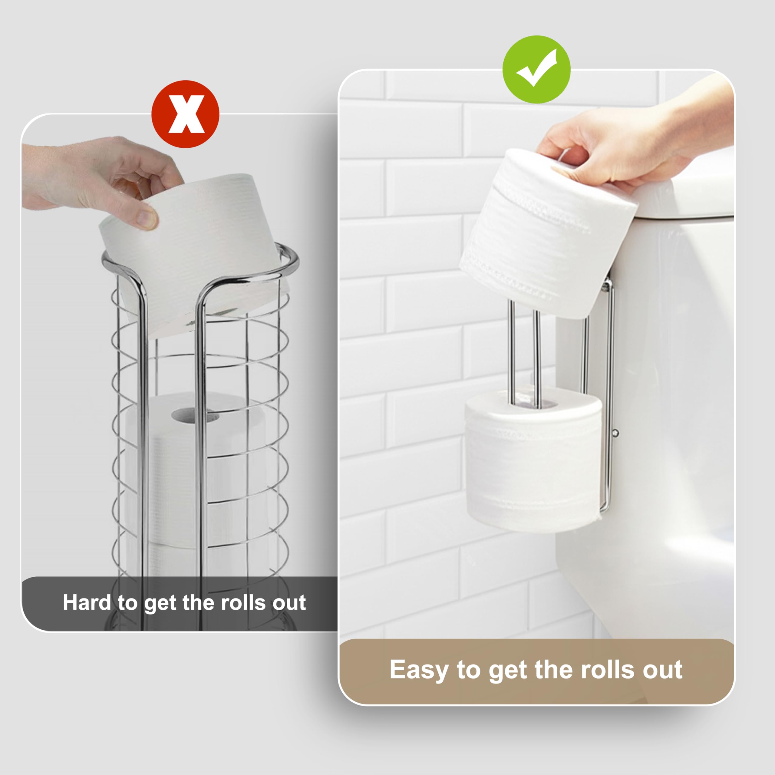 Portarrollos de papel higiénico con almacenamiento extra para 4 rollos de papel, soporte de pared para rollo de papel higiénico, níquel cepillado y cromo para baño, soporte de papel higiénico RV con