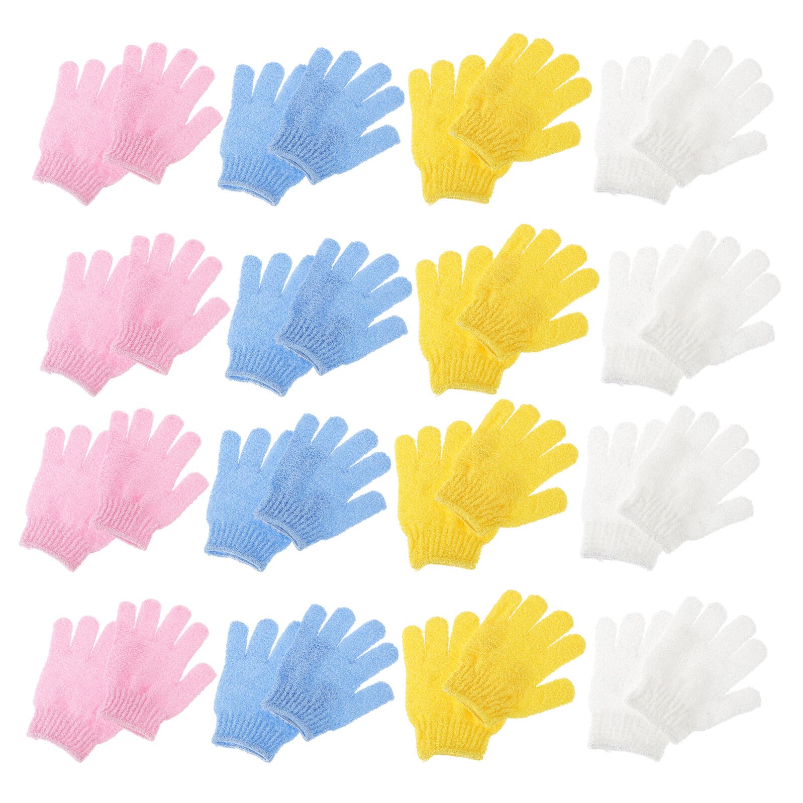 16 Pares Guantes Exfoliantes de Nylon para Baño Manoplas de Cinco Dedos Doble Cara Masaje Corporal para Hombre y Mujer de Lavado y Exfoliación Ducha