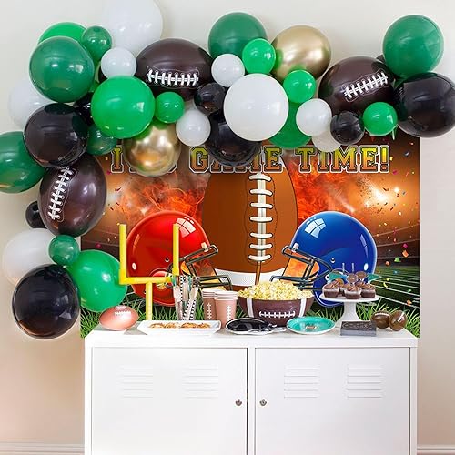 Miniatura 3 de Avezano Fondo con tema de fútbol It's Game Time, casco de fútbol, decoraciones de fiesta de cumpleaños, cuenco de fútbol, celebración, fiesta,