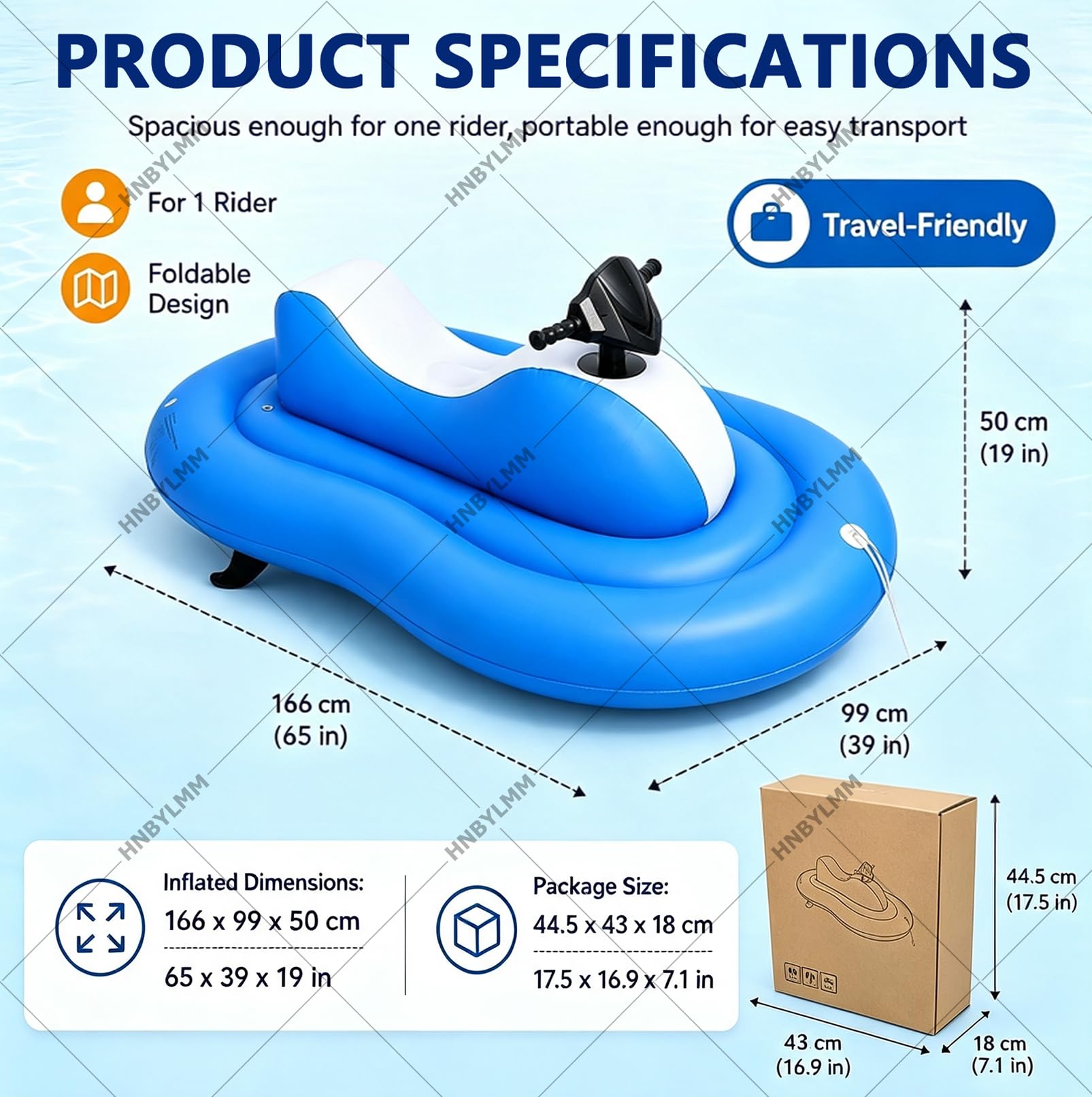 Moto D'acqua Gonfiabile Motorizzata per Adulti, Galleggiante per Piscina | Gommone Elettrico con Batteria da 2600 mAh, Portata di 120 KG, Autonomia di 30-60 Min, per Lago, Spiaggia e Sport Acquatici