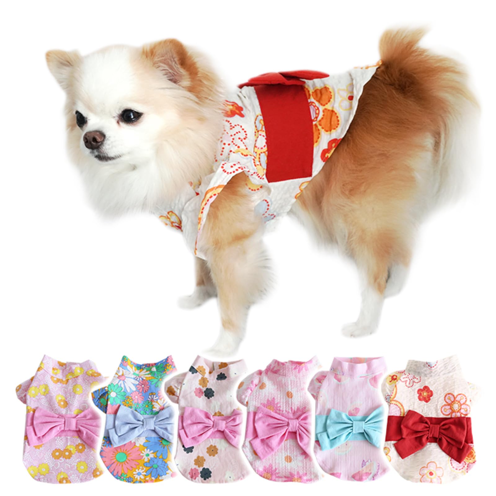 Amazon | 犬服 ゆかた 浴衣 マジックテープ 犬 猫 服 可愛い 花柄 和風