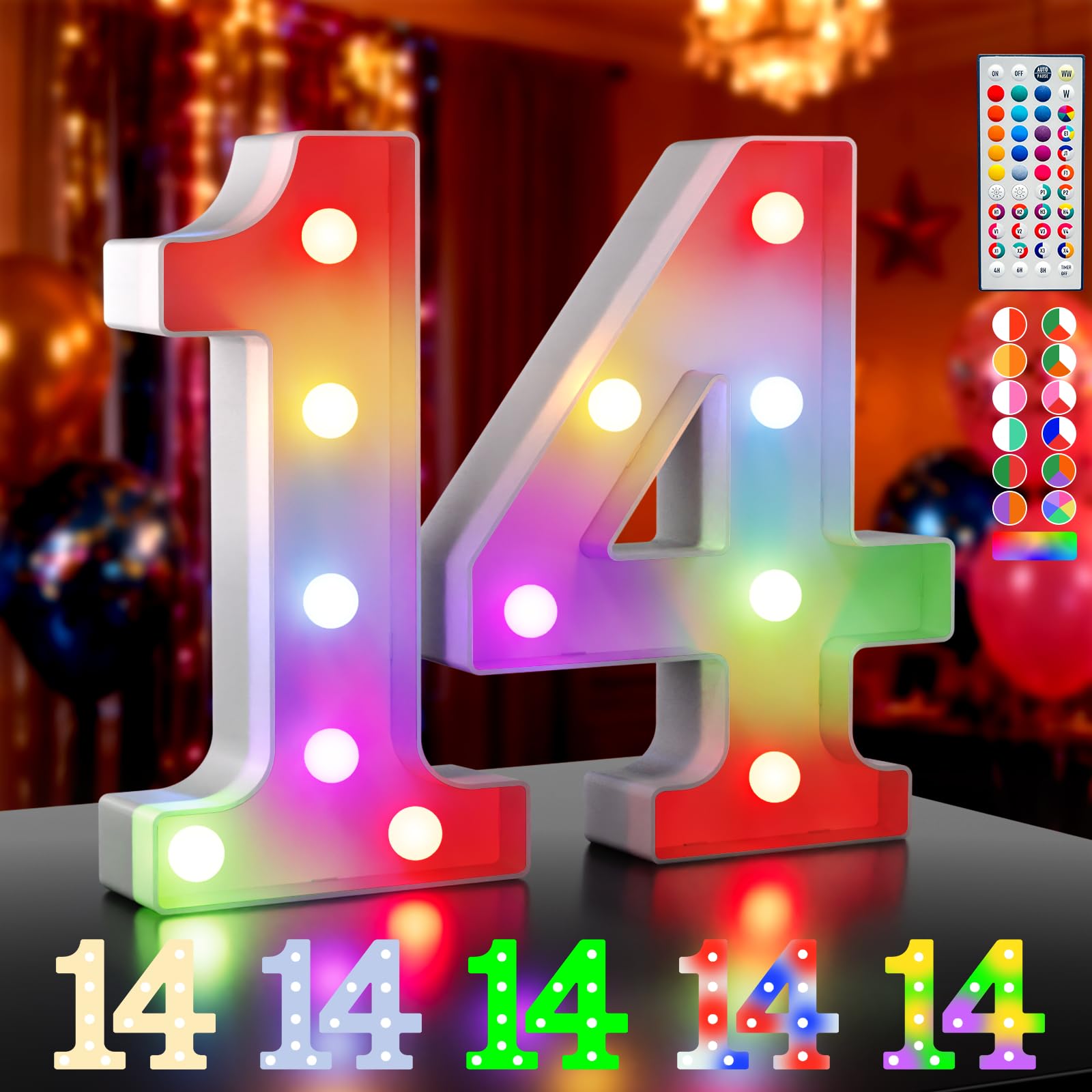 Ledido LED Light Up Marquee Numbers Sign - Cool & Warm Light up Numbers for 40th Birthday Decorations, LED Number Lights for Wedding Anniversary Grad Home Bedroom Table Wall Party Decor, Number 40 — view 123