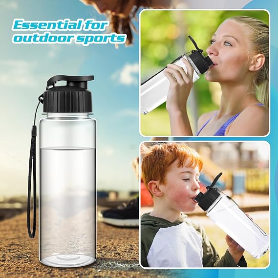 Olgaa 12 Pack Water Bottles Bulk 17 oz End of the Year Gifts for Students Kids from Teacher Reusable Leak Portable Plastic Sports Summer Drink Water Bottles with Handle Strap for Cycling Camping