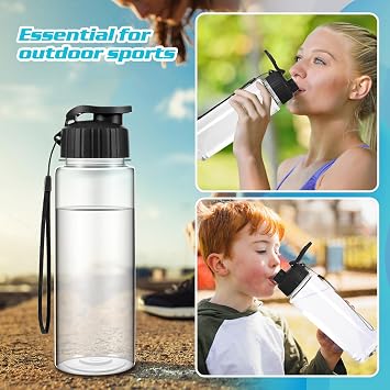 Olgaa 12 Pack Water Bottles Bulk 17 oz End of the Year Gifts for Students Kids from Teacher Reusable Leak Portable Plastic Sports Summer Drink Water Bottles with Handle Strap for Cycling Camping