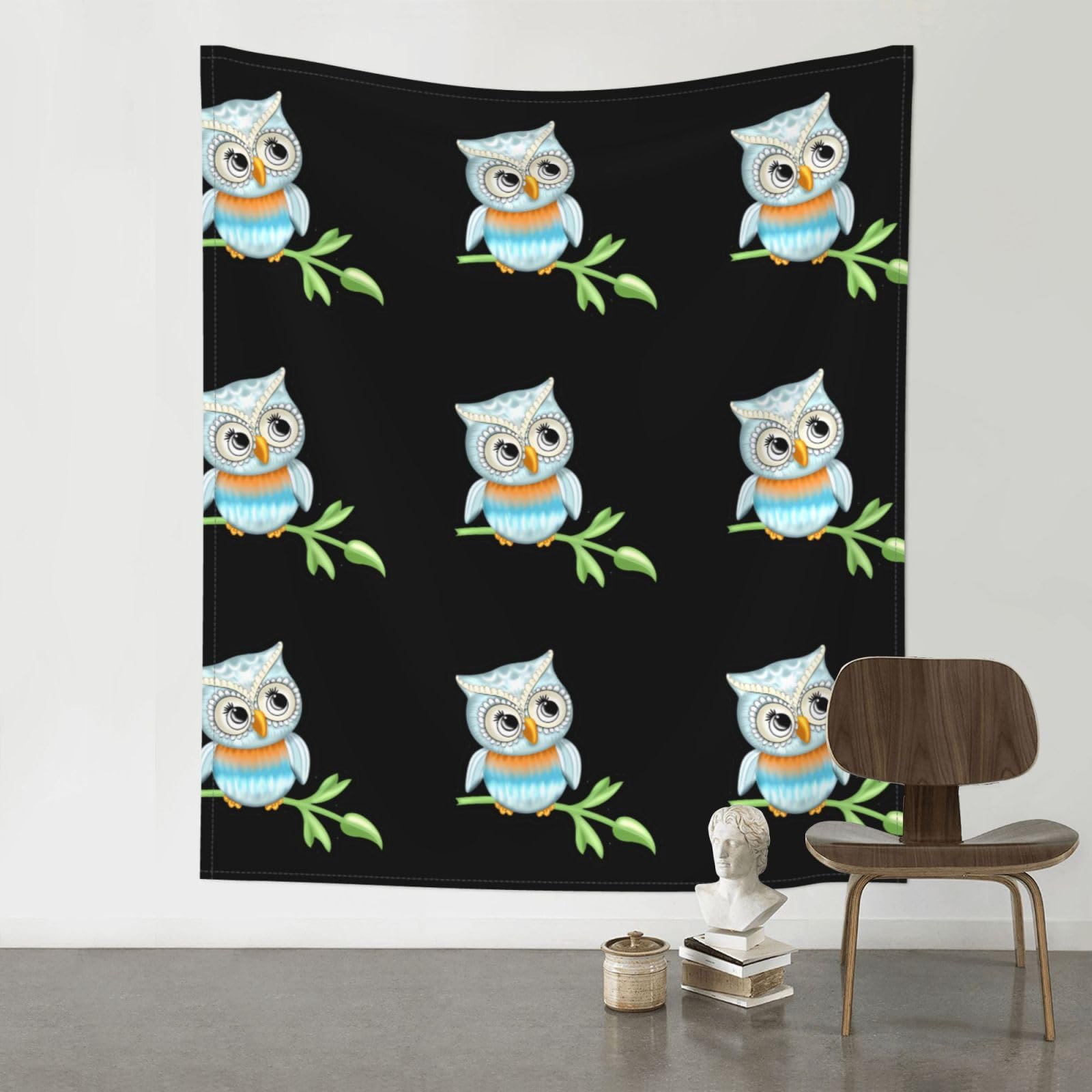 YYHWHJDE Cute Owl Prints 60x51in Wall Tapestry – High-Grade Polyester Throw for Dorm, Beach & Home Decor