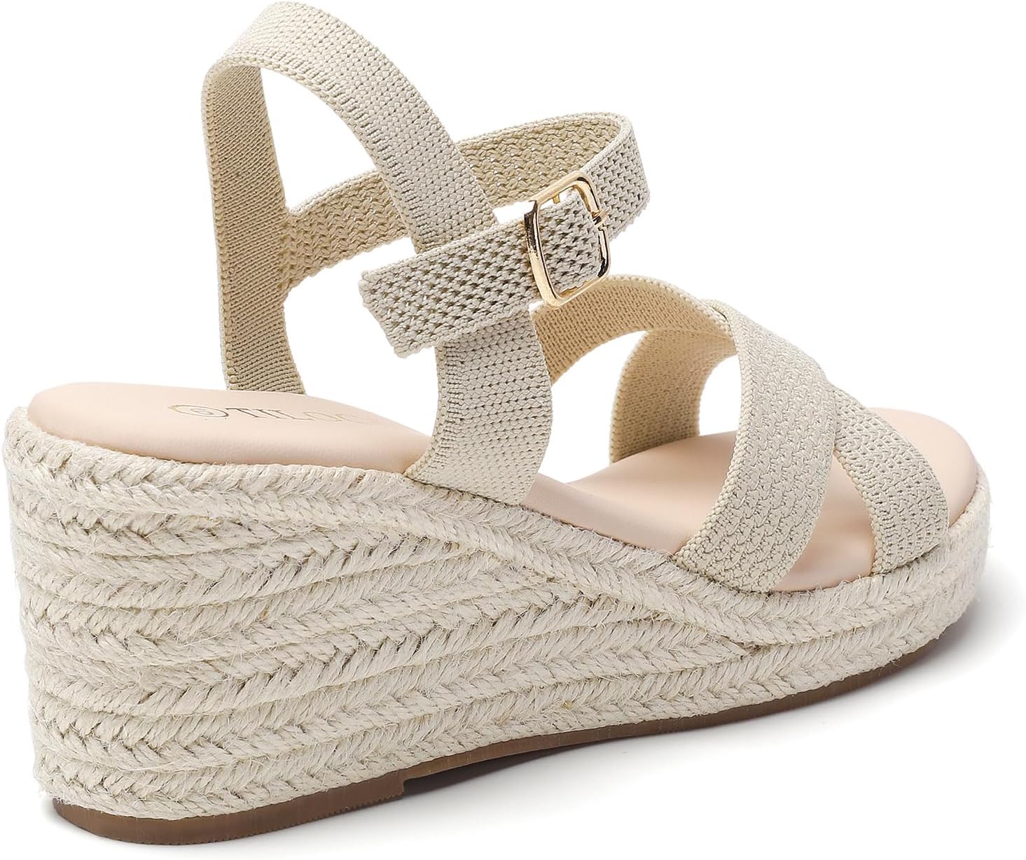Tilocow Espadrilles Wedges for Women Knit Platform Heels Open Toe Ankle Strap Sandals Beach Casual Dress Shoes - Image 3